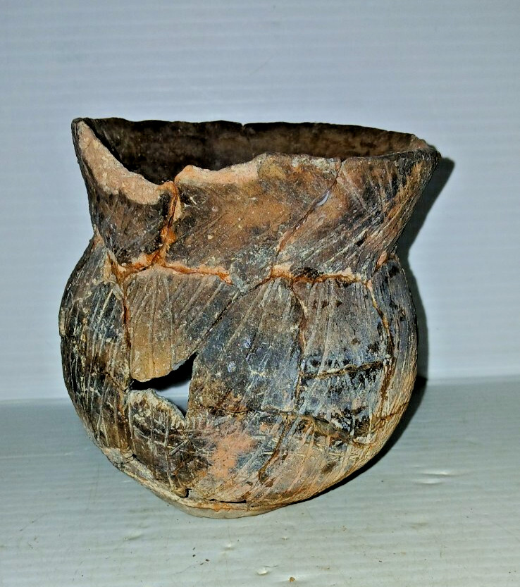 Pre-Columbian Native American Indian Mississippian Partial Pottery Jar Artifact
