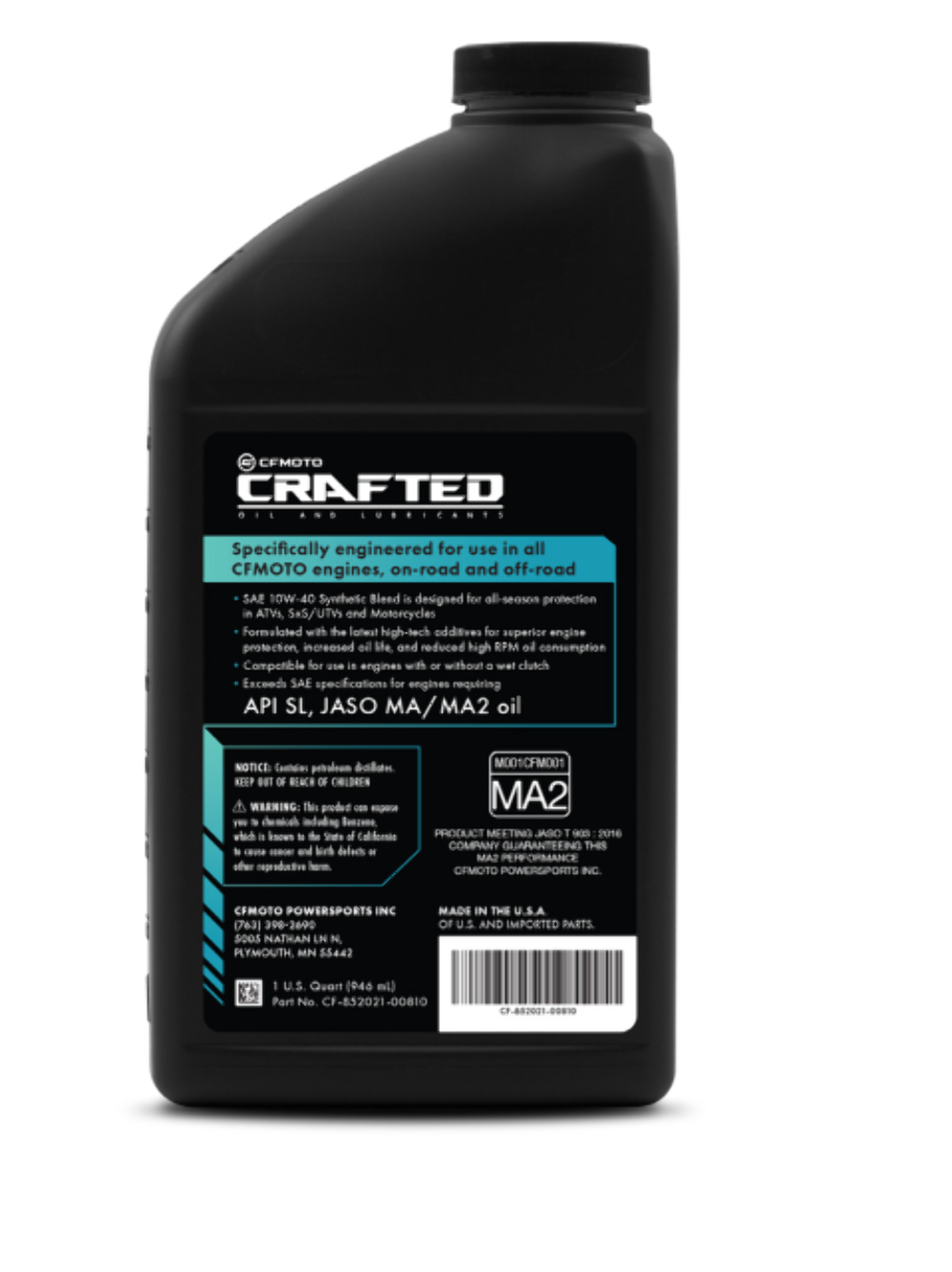 CFMOTO Oil Change Kit CFORCE/ZFORCE/UFORCE Synthetic Blend 10W-40 CRAFTED w/O-Ri