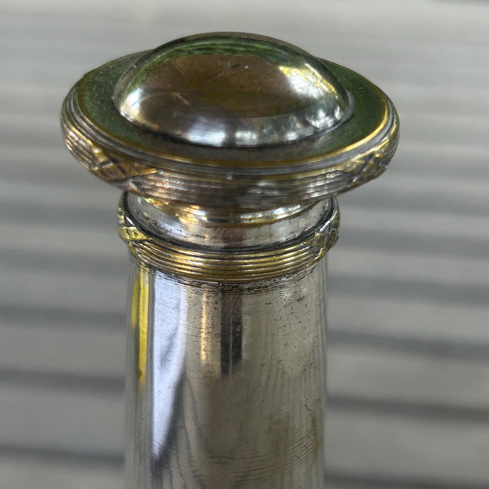 French Vintage Silver and Etched Glass Crystal Cruet Decanter Perfume Bottle