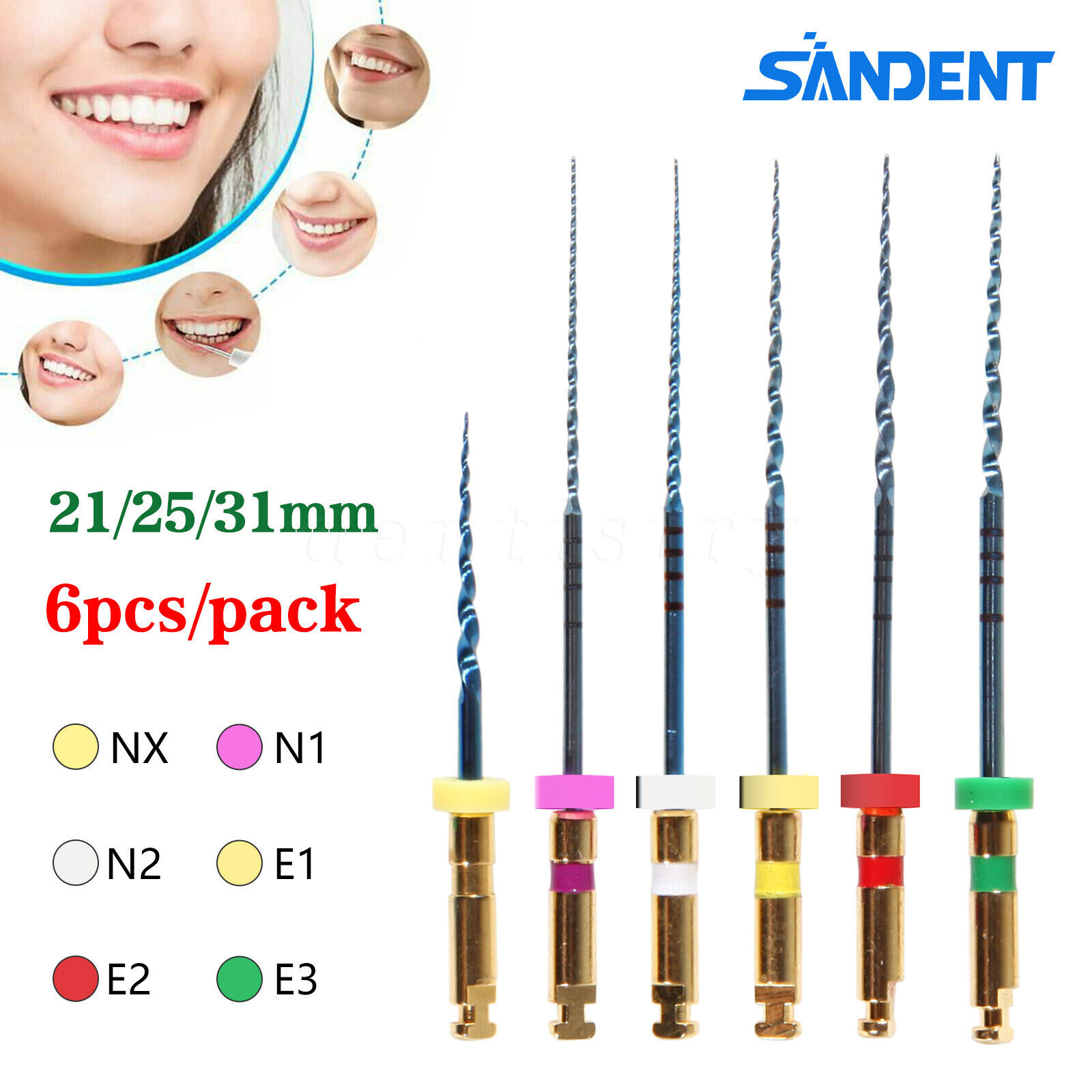 1-50 box Limas Dentales Endo Rotativas Azul Uso Motor Endodoncia 21mm/25mm/31mm