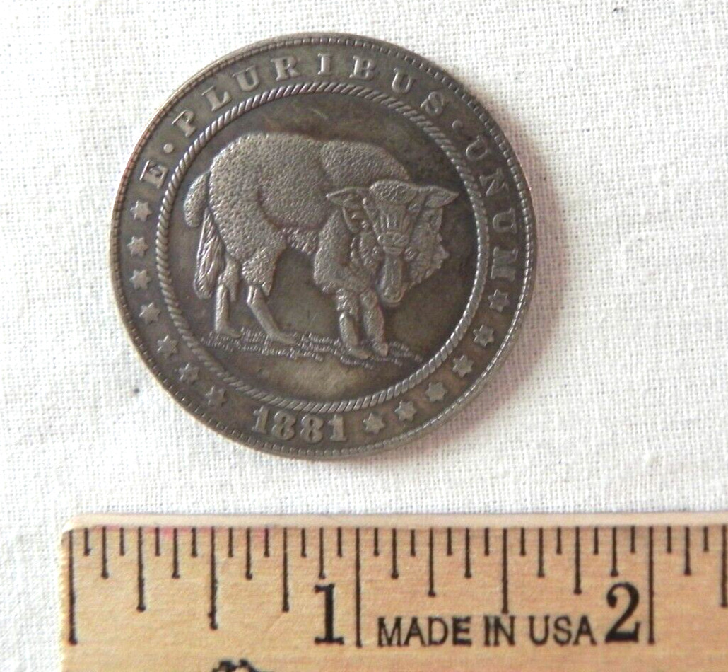 Wolf in Sheep's Clothing Coin Token Hobo Morgan Lucky Good Luck Pocket Piece