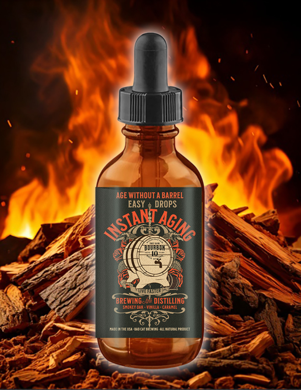 Whiskey & Bourbon Liquid Aging Drops - Replace Wood Chips - FAST AGING - USA