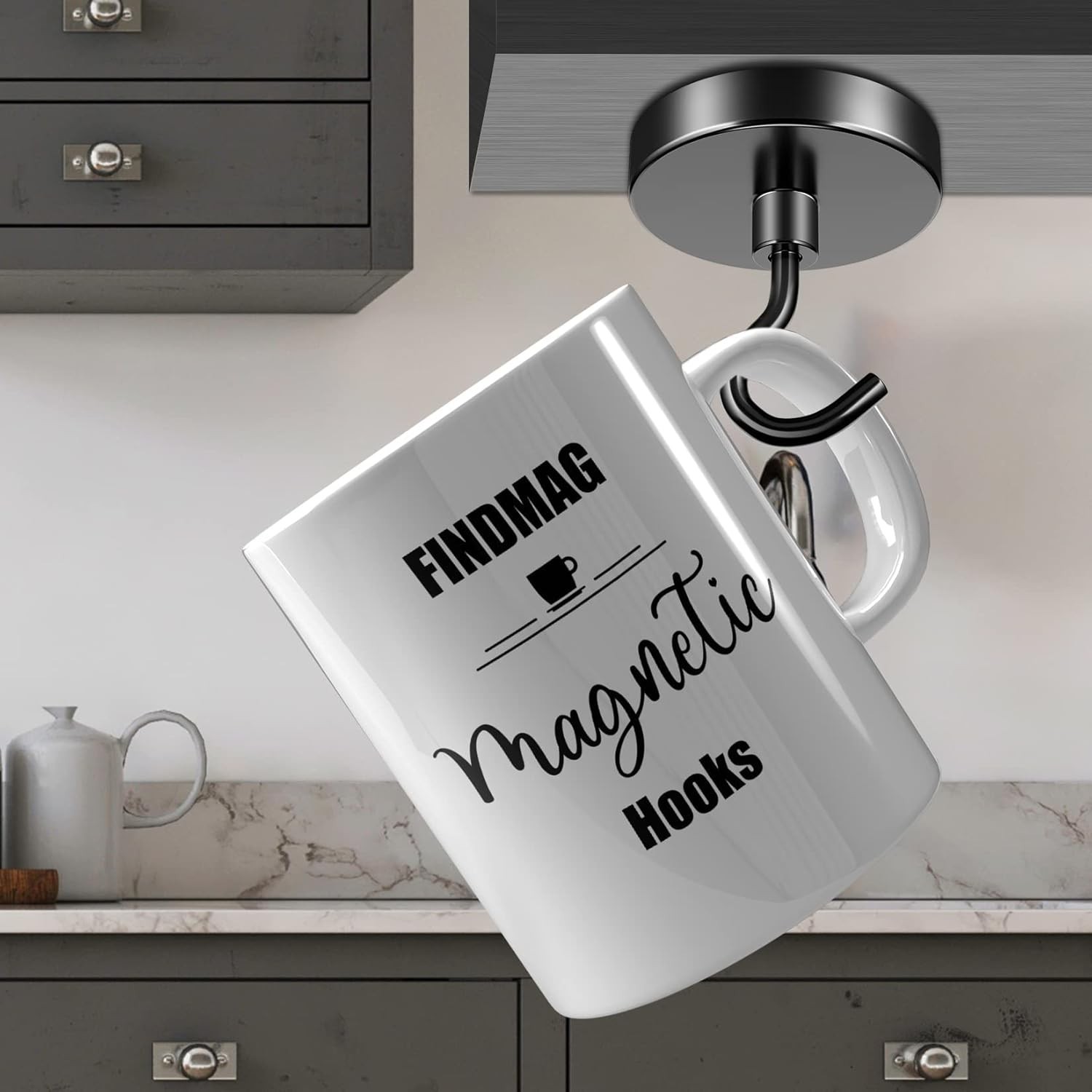 3or 6 Pack 110 Lbs Magnetic Hooks Heavy Duty Neodymium Magnet Hooks Strong Black