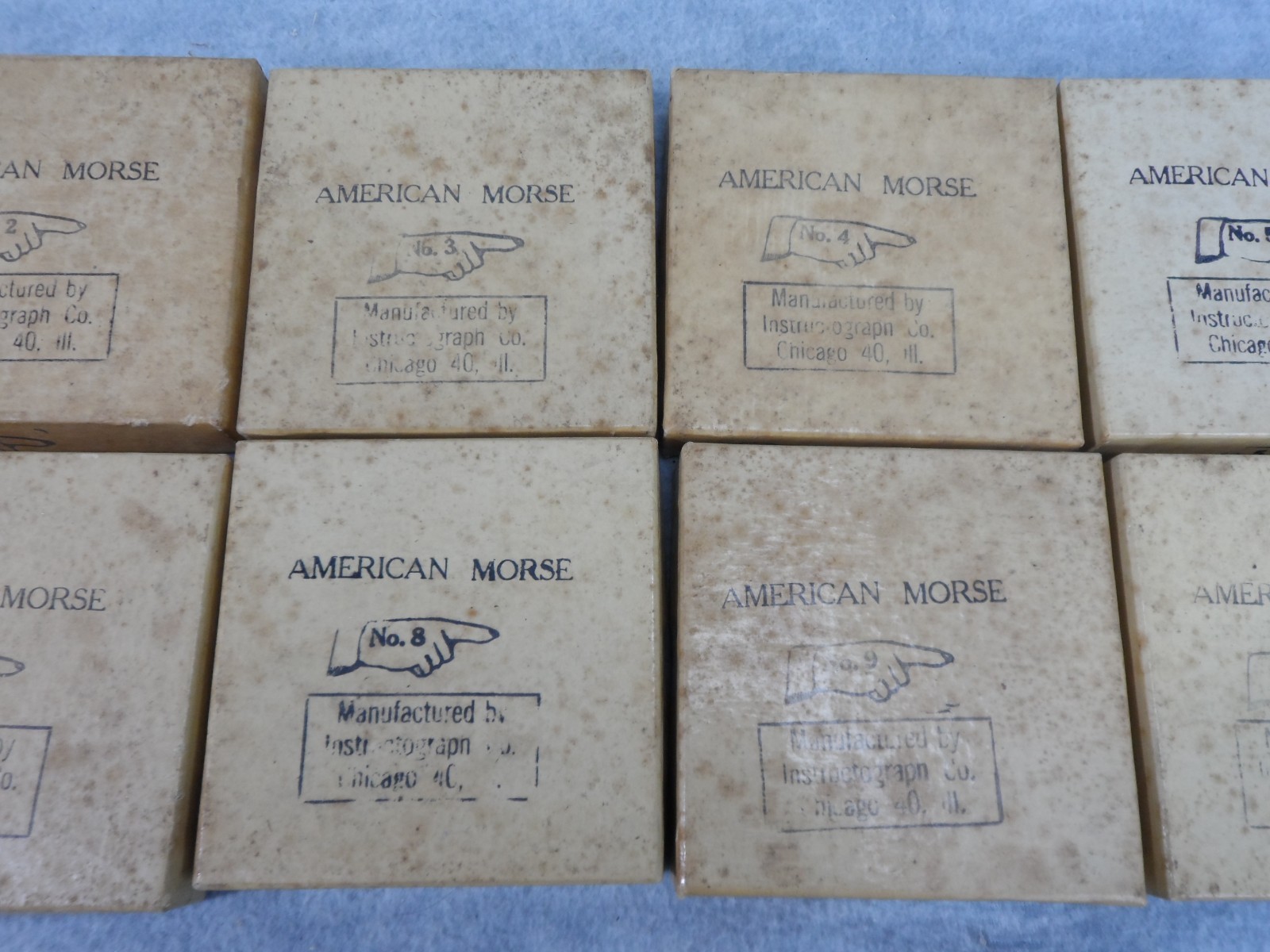 Lot of 10 American Morse Machine Paper Tape Reels Instructograph Co Railroad