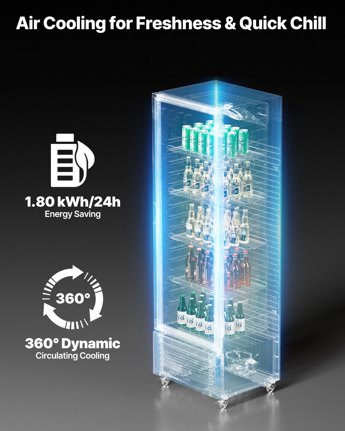 VEVOR Commercial Merchandiser Refrigerator 11.47 CU.FT Glass Door Beverage