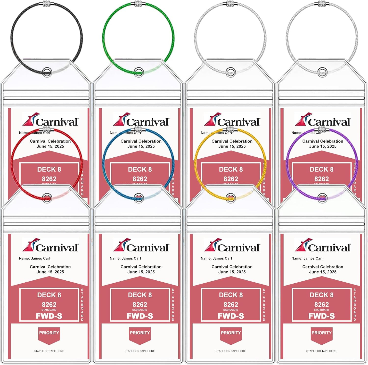 Carnival Cruise Luggage Tag Clear - 8 Pack, 8 Pcs Holder