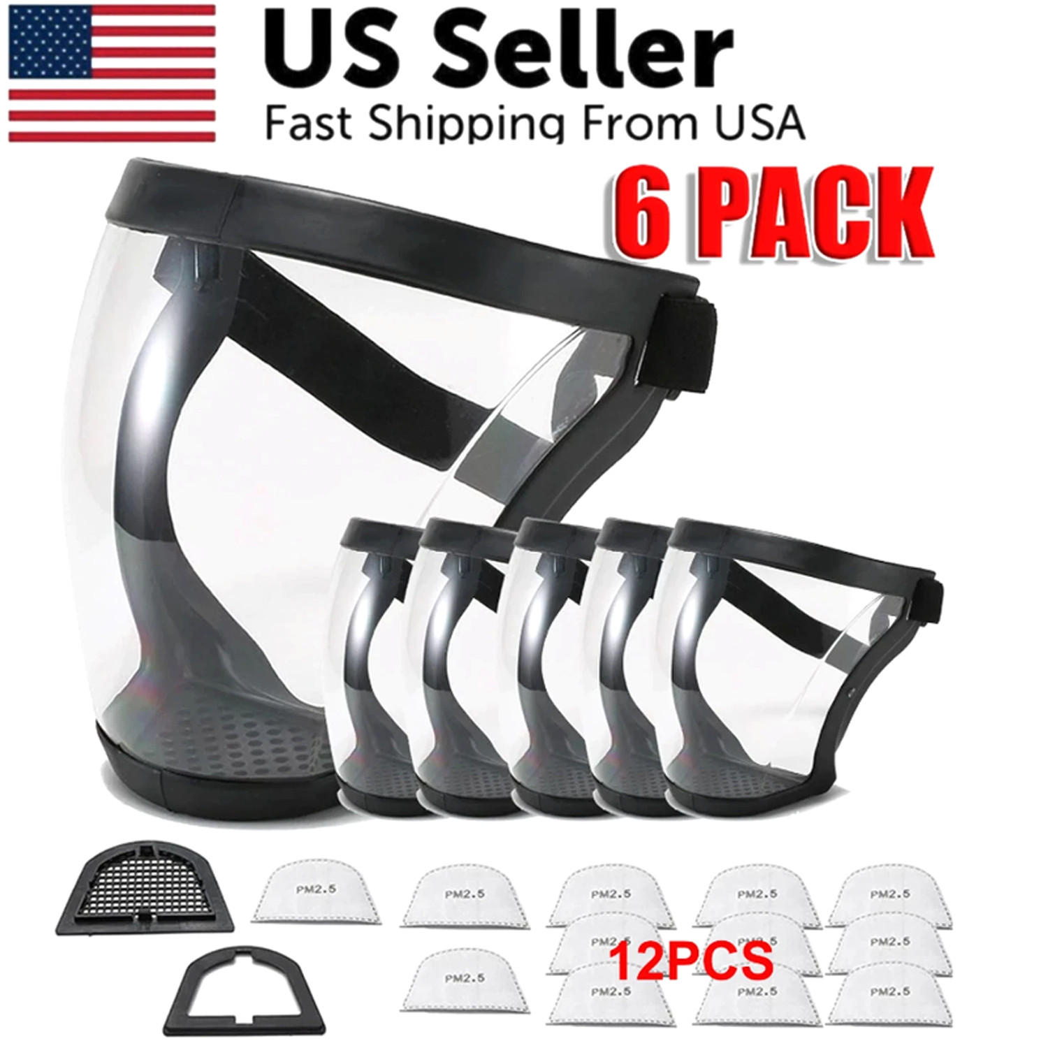 6X Mask Anti-fog Shield Safety Full Face Super Protective Head Cover Transparent