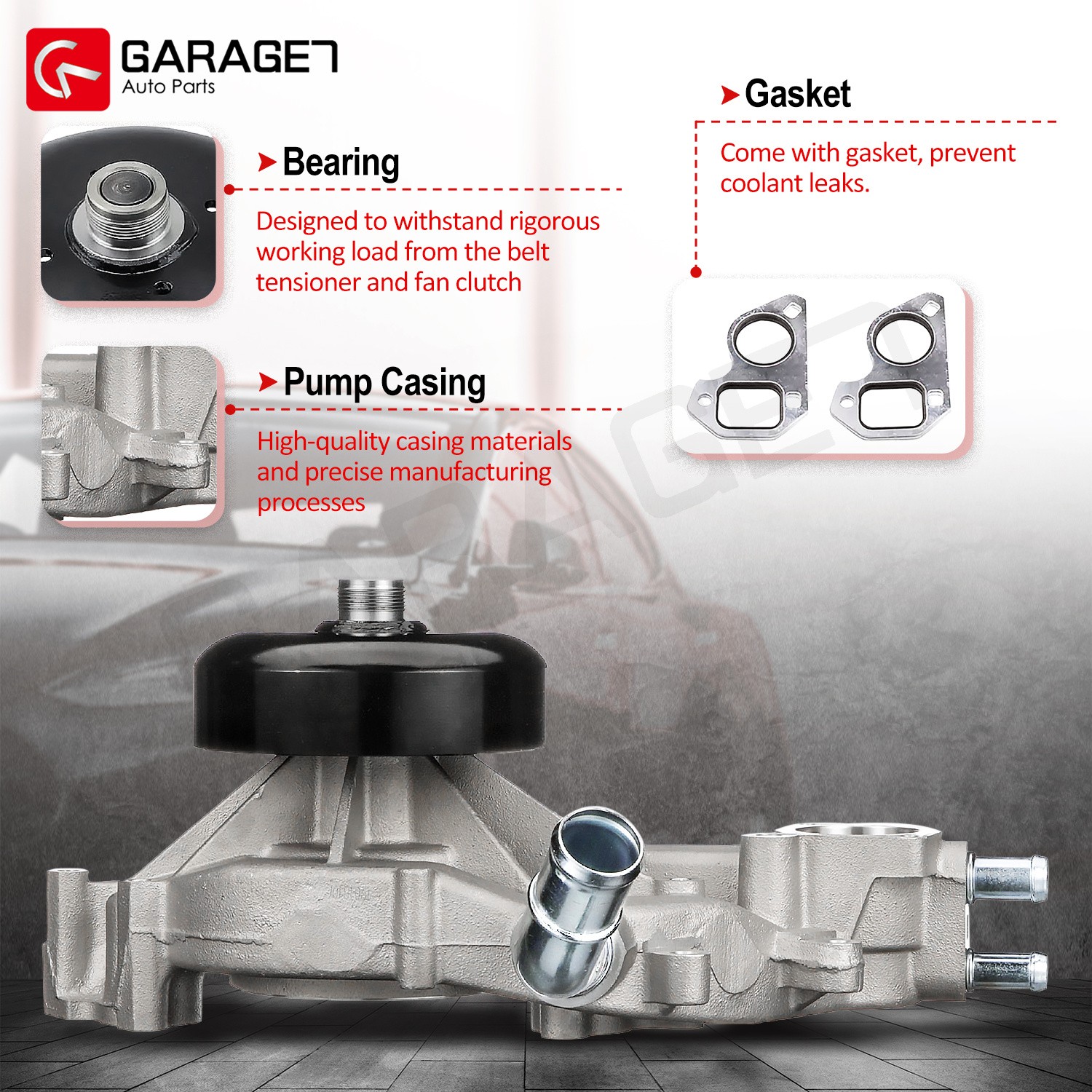 For Chevrolet GMC Tahoe Yukon 4.8/5.3/6.0 L Vortec Water Pump W/ Gasket AW5104