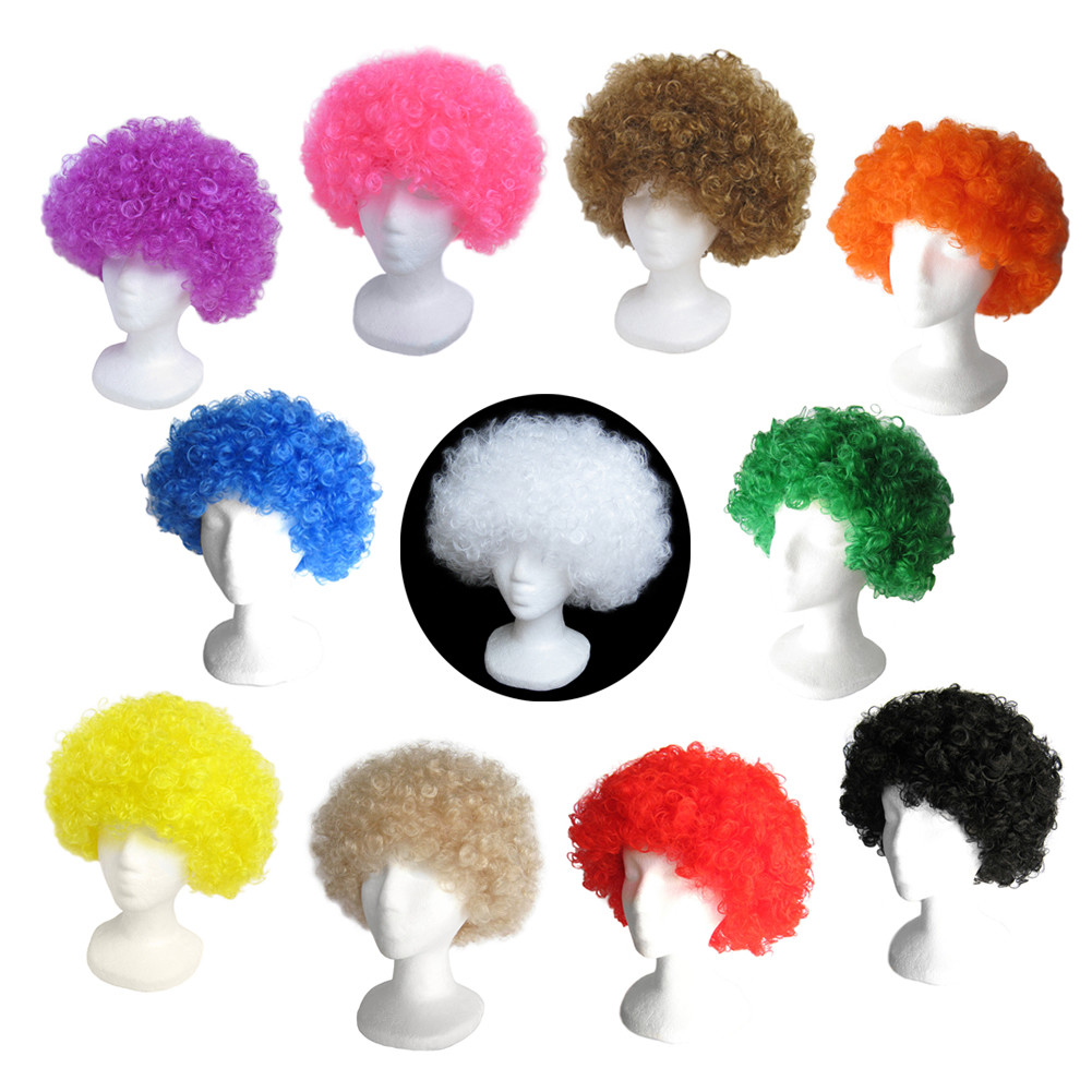 Economy White Afro Wig ~ HALLOWEEN 60s 70s DISCO CLOWN COSTUME PARTY CURLY FRO