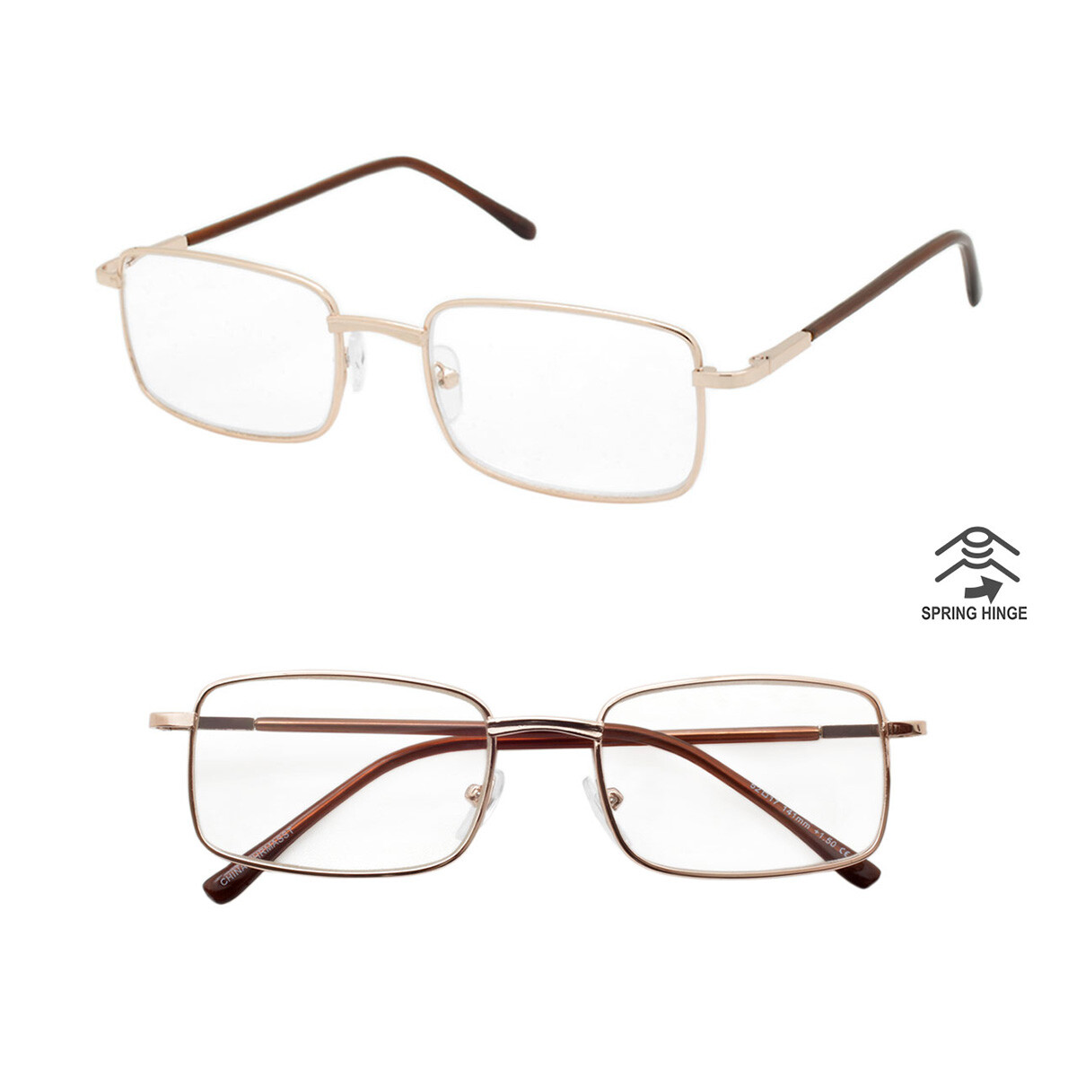 Reading Glasses Mens Womens Metal Reading Glasses 2 PACK Square Frame Readers