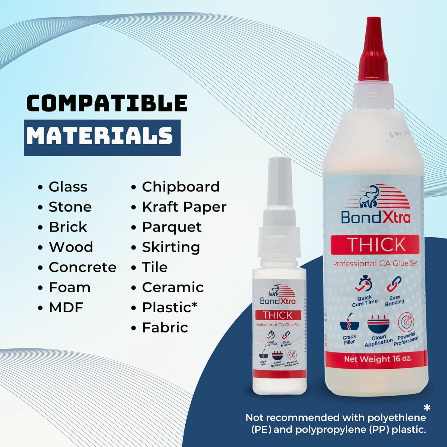 BondXtra 2 oz Medium CA Glue for Woodworking, Premium Super Glue Kit for Craft