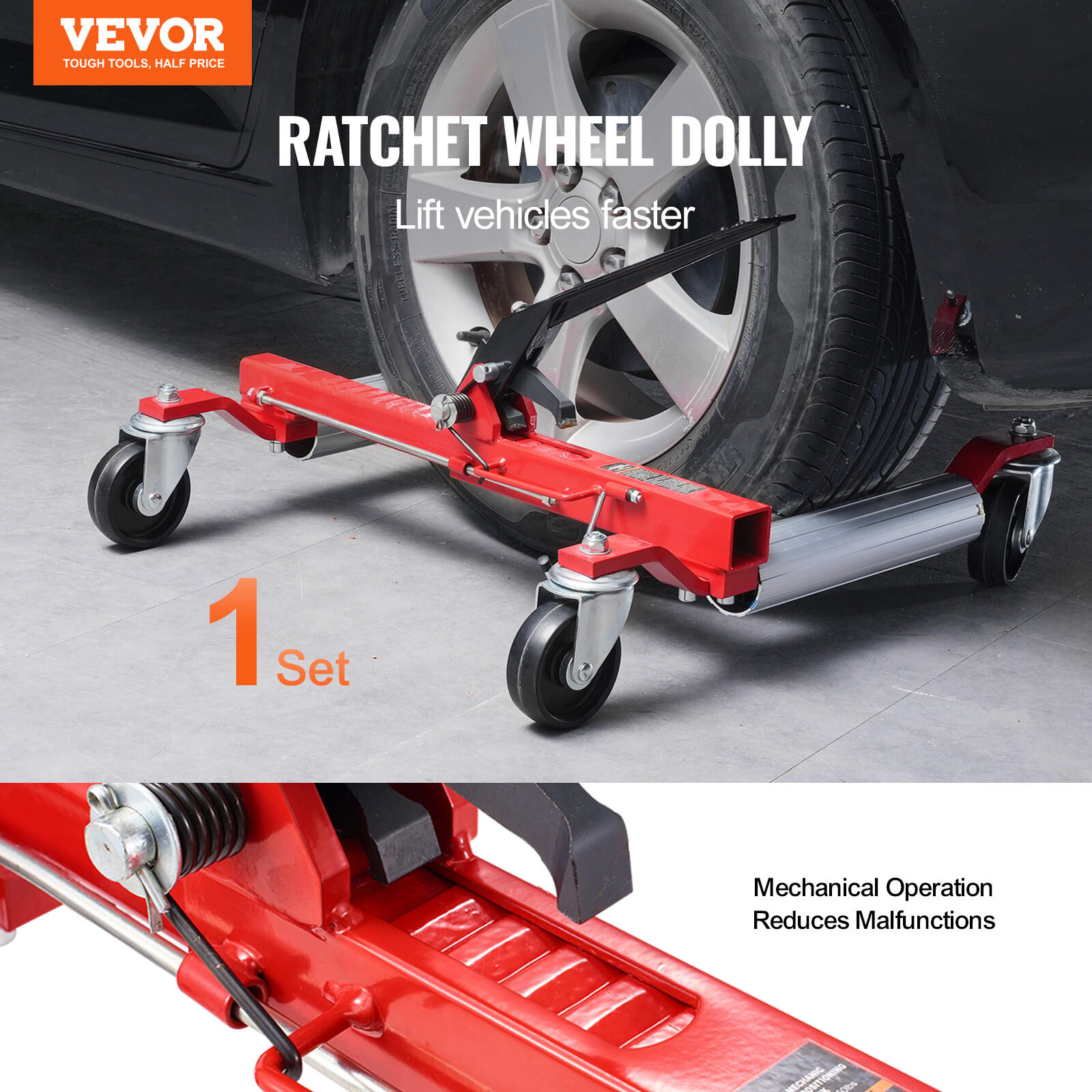 Wheel Dolly Heavy Duty Vehicle Positioning Tire Jack Car Lifter 1500 Lbs