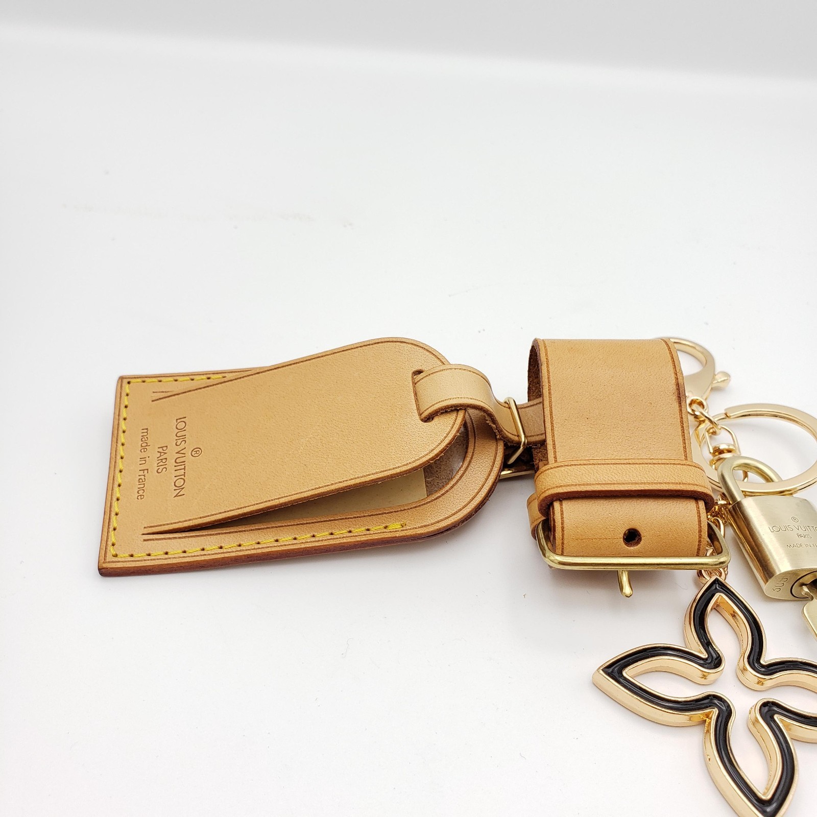 Authentic Louis Vuitton Luggage Nametag and Gold Padlock with Unbranded Keycharm