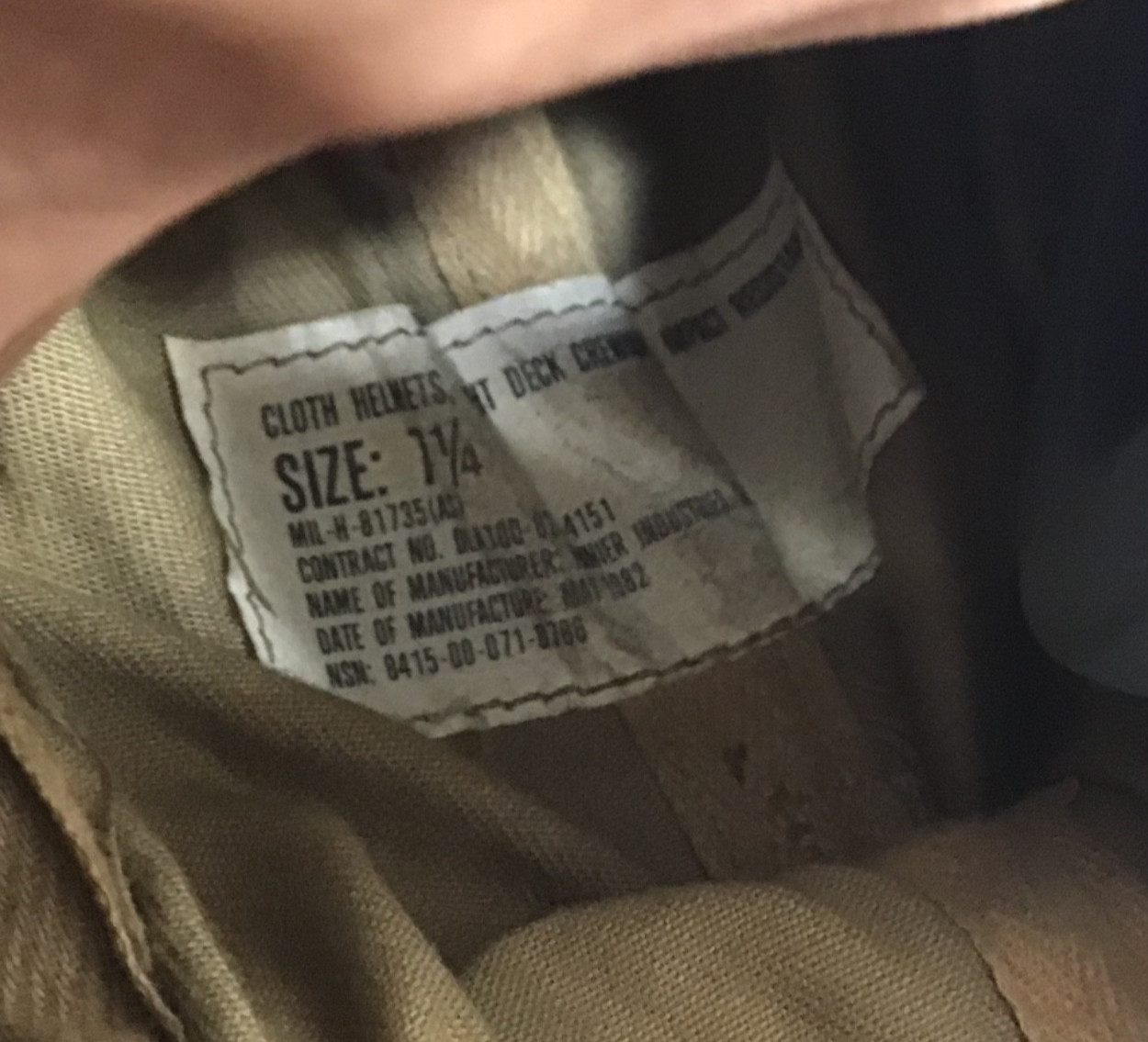 1982 Flight Deck Crewman's Helmet w/Ear Protection Size 7 1/4 MIL-H-81735 (AS)