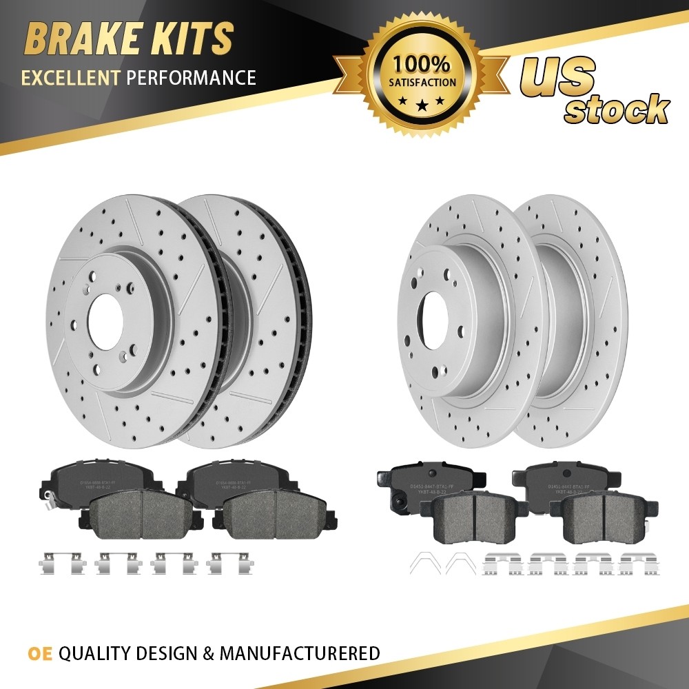 Front & Rear Brake Rotors Ceramic Pads for 2013 2014 2015 2016 2017 Honda Accord