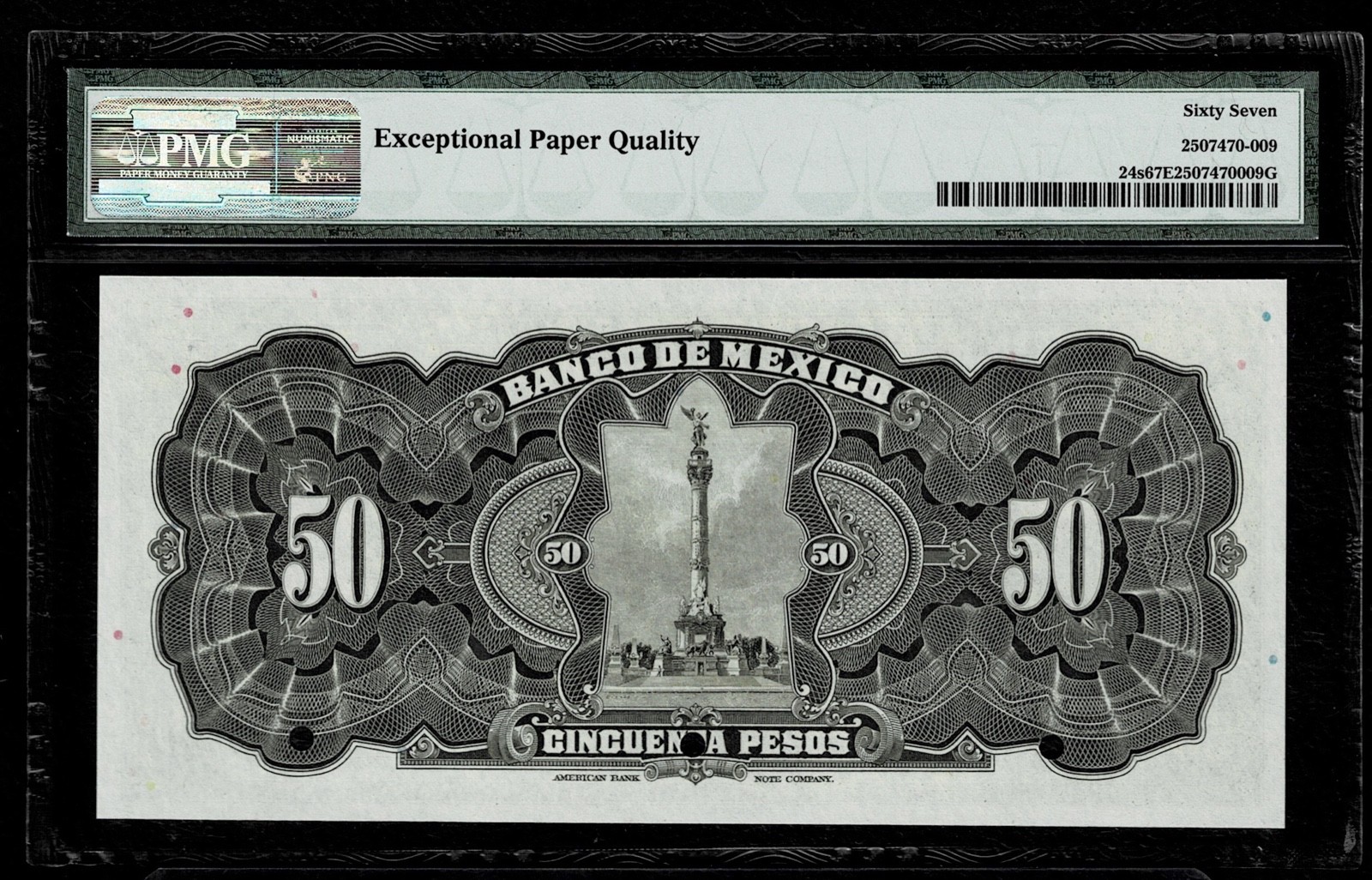 1925-34 $50 Pesos 'SPECIMEN 'Mexico Banco de Mexico Superb Gem PMG 67