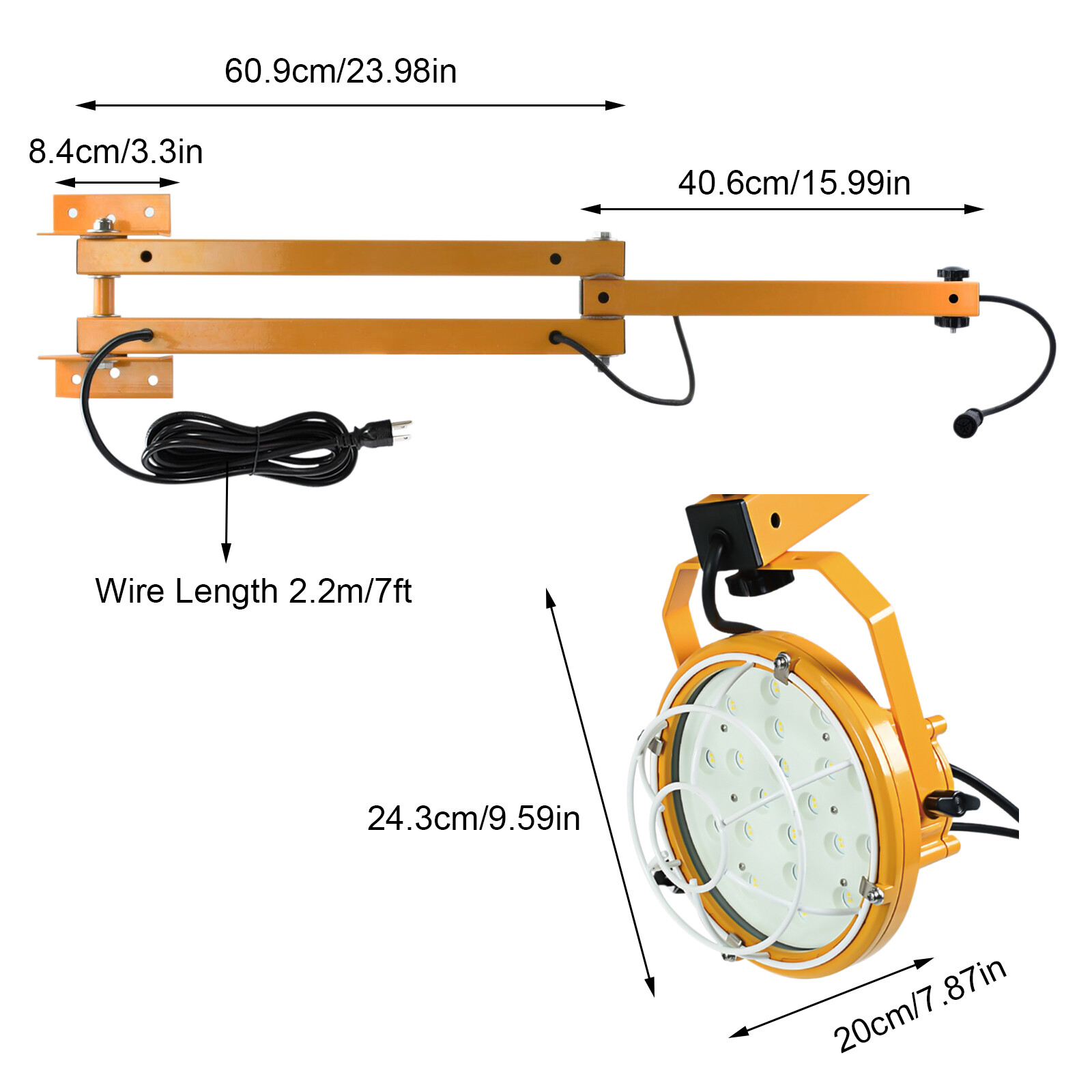 50W LED Loading Dock Light 40" Double Swing Arm Dock Light 6000 Lumen IP65 US