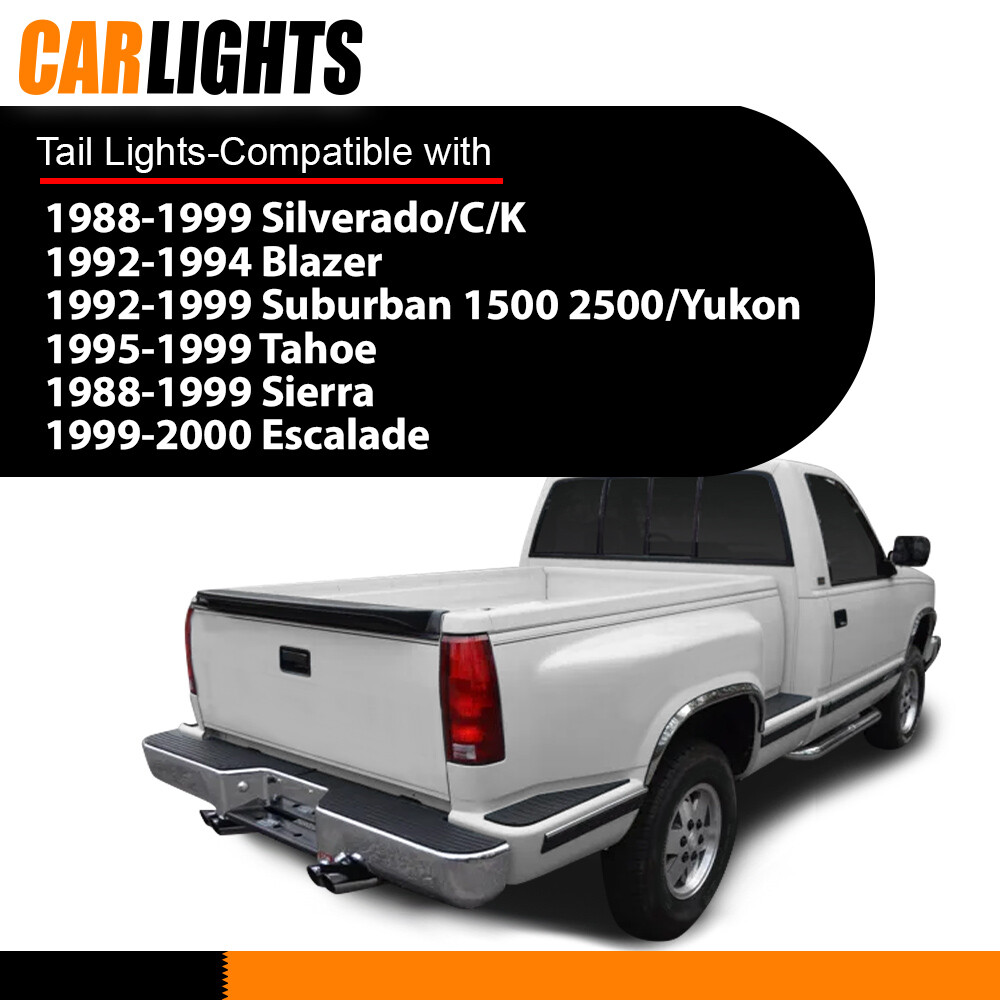 Set of 2 Tail Light Fit For 88-98 Chevy K1500 Silverado LH & RH w/ Bulb