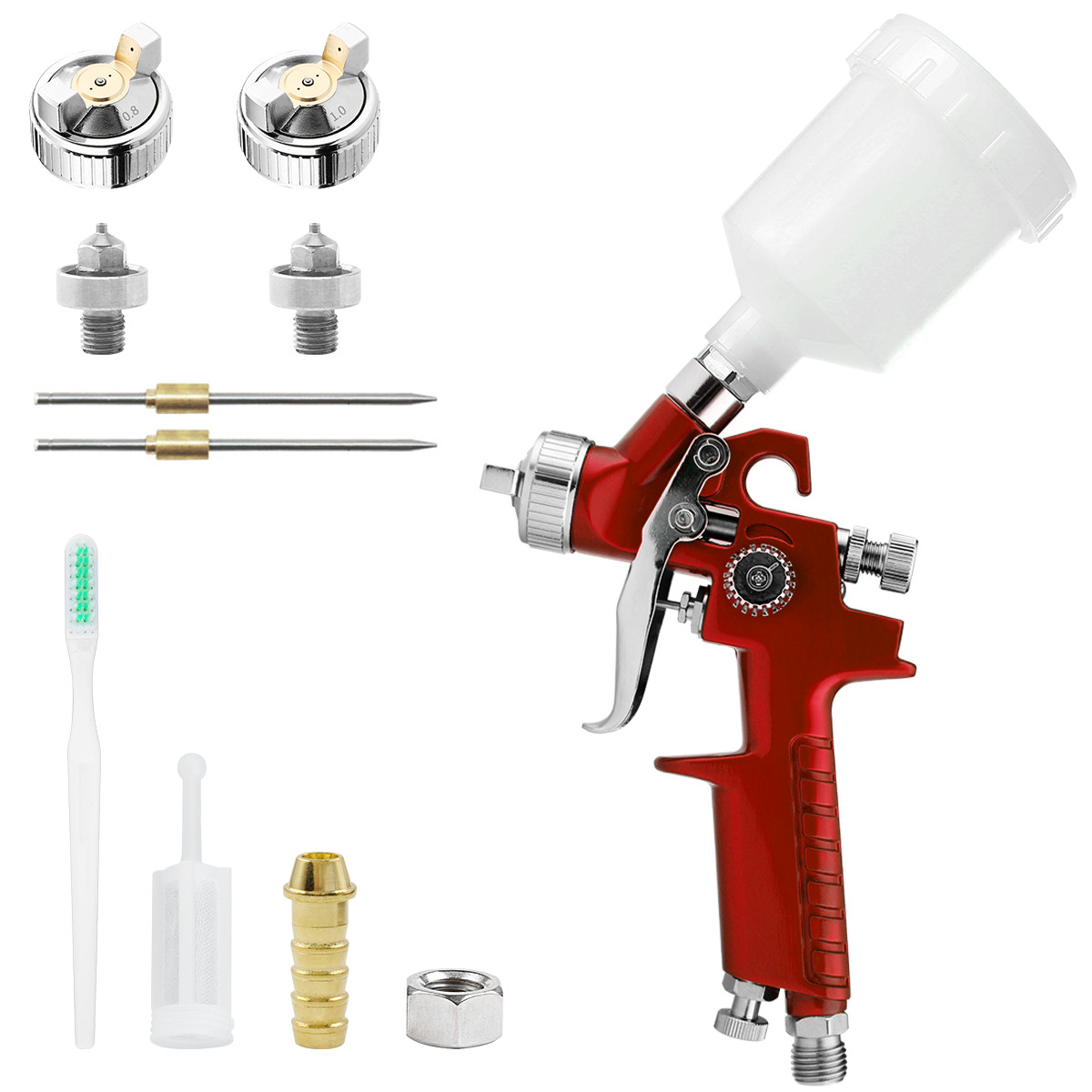 Car Spray Gun Gravity Feed Paint Gun Furniture Wall Painting 0.8/1.0mm Nozzles
