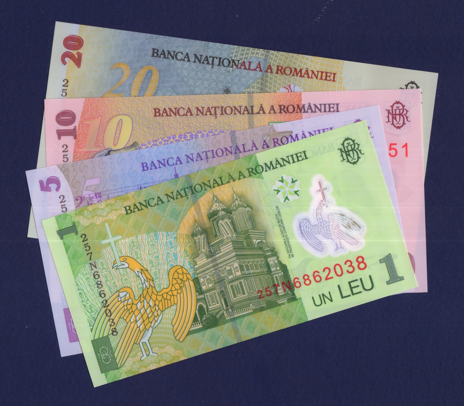 ROMANIA - SET 4 - ALL 2025 - 1+5+10+20 Lei - POLYMER - (2018/2005) - Perfect UNC