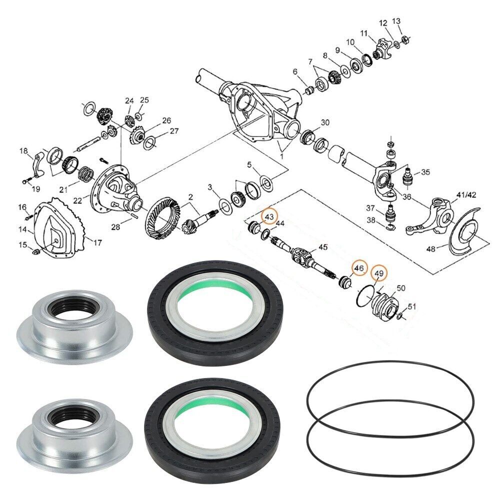 Front Axle Seal & Greaseable U Joint Kit for 05-14 Ford Ford F250/350 Super Duty