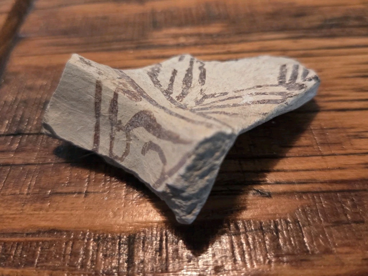 Prehistoric Anasazi Black On White Pottery Partial Ladle Dipper Handle Arizona