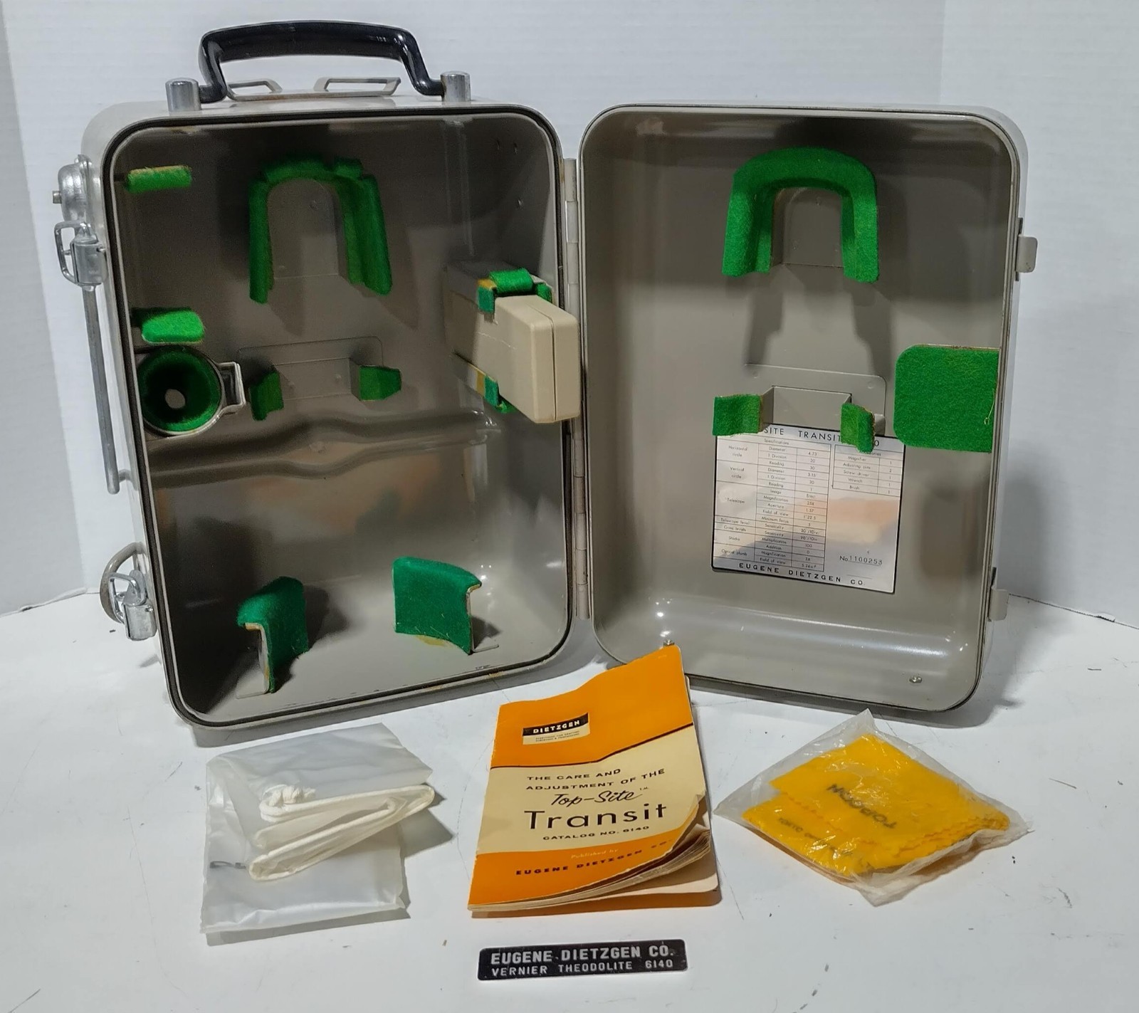 Dietzgen Top Site Transit 6140 w/Case, Manual, Cleaning Kit Vintage 1960s 110048