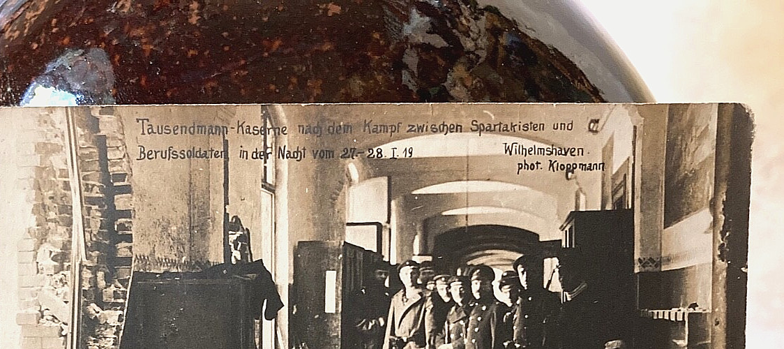 POST-WWI GERMAN FREIKORPS BATTLE of THOUSAND MAN BARRACKS PHOTO POSTCARD RPPC.