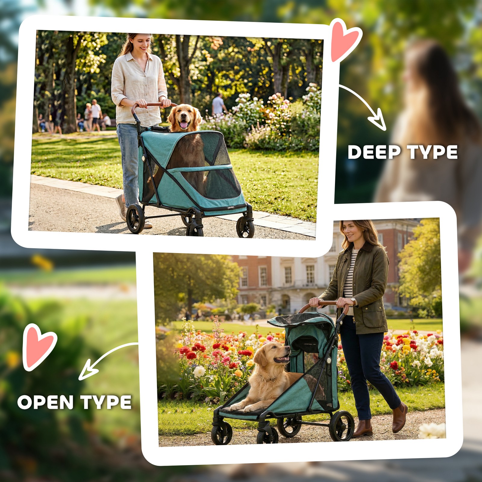 PawHut Dog Stroller for Large Dogs, All Terrain Pet Stroller, Blue