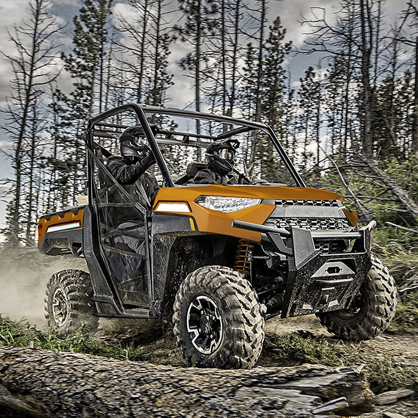 Powder Coated Steel Nerf Bars Rock Sliders Fit For 2018+ Polaris Ranger XP 1000