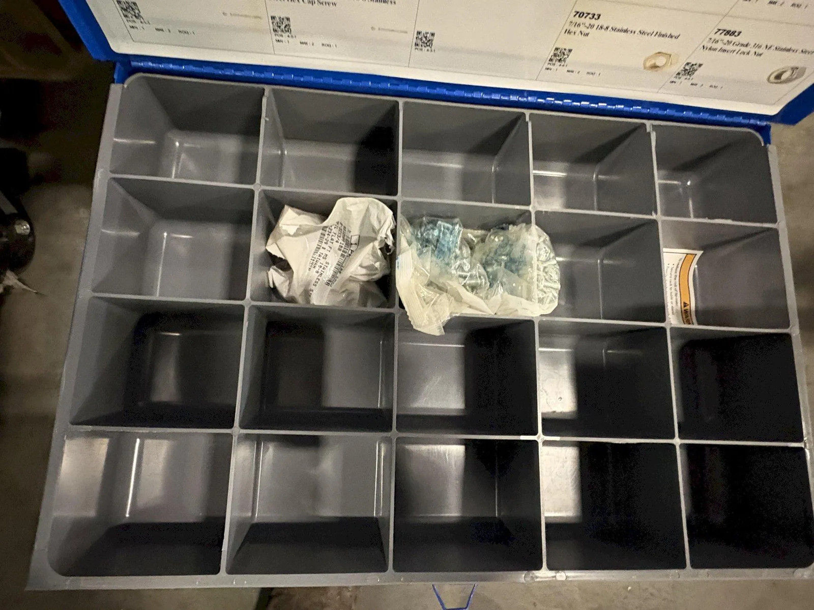 Fastenal 12 Drawer Parts Cabinet w/ Removable Drawers and Content