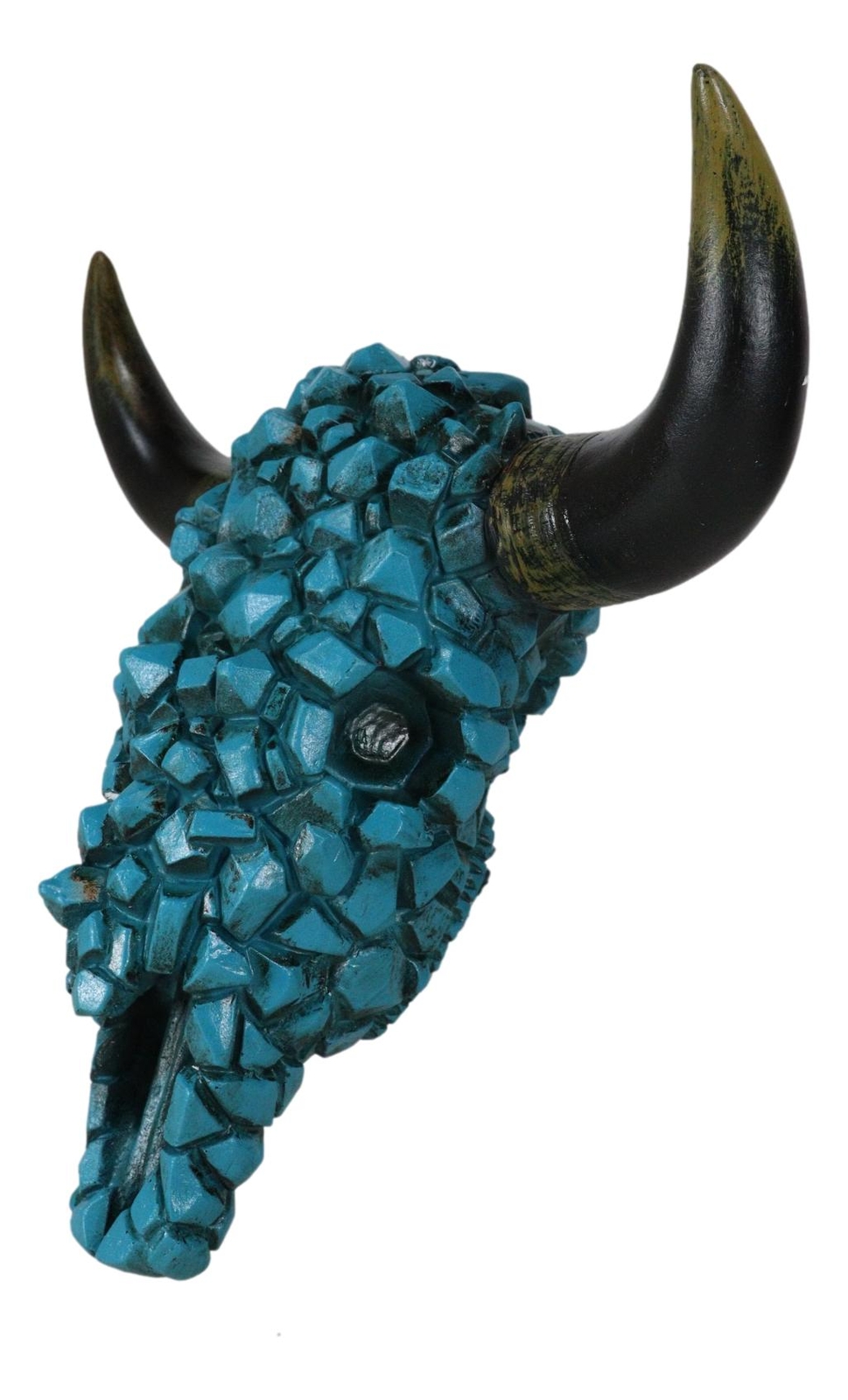 Southwest Steer Bison Bull Cow Skull With Mosaic Turquoise Rocks Wall Decor