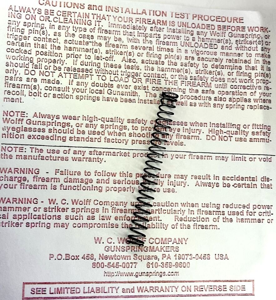 WOLFF Glock Striker Spring 4, 4.5, 5, 5.5 or 6.