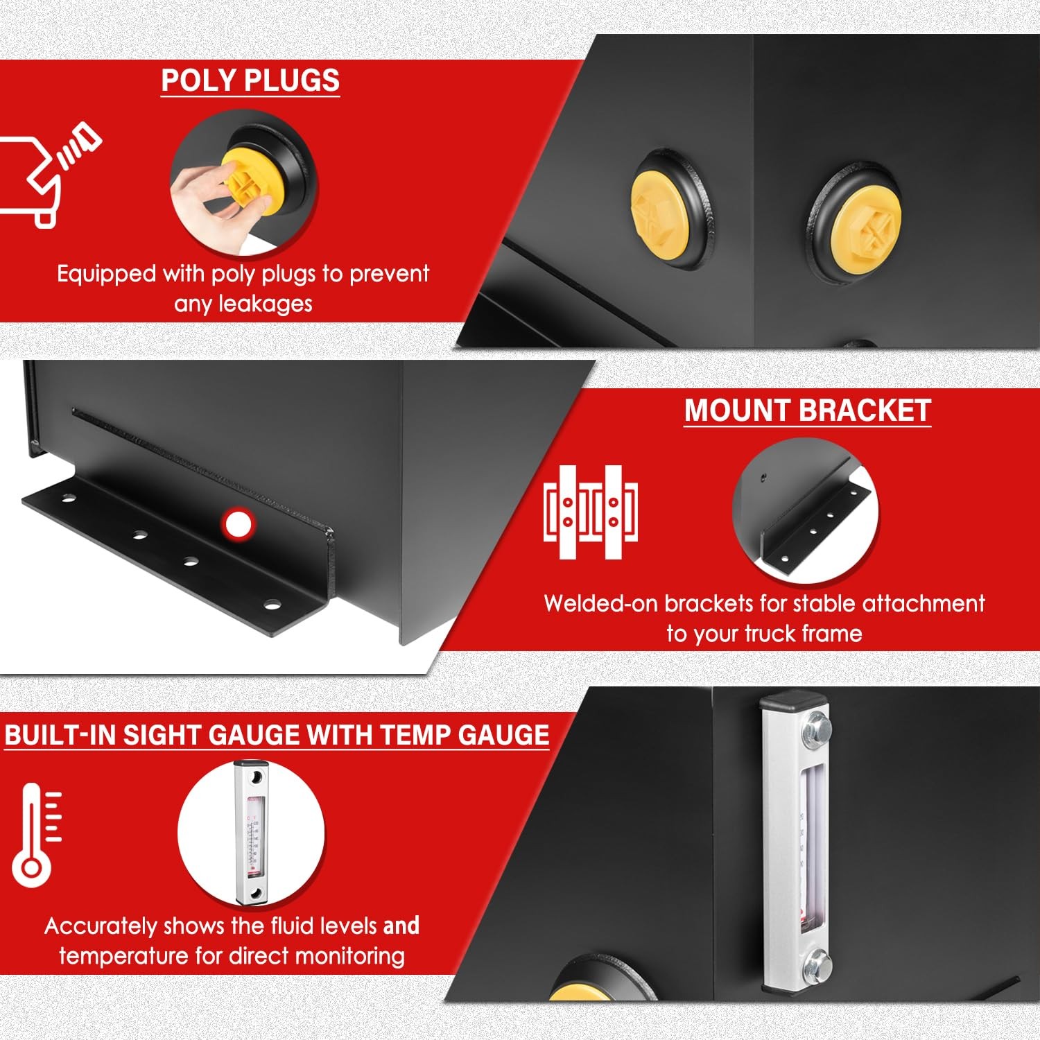 7 Gallon Hydraulic Fluid Reservoir Tank with Temp Gauge Sight-Gauge and Breather