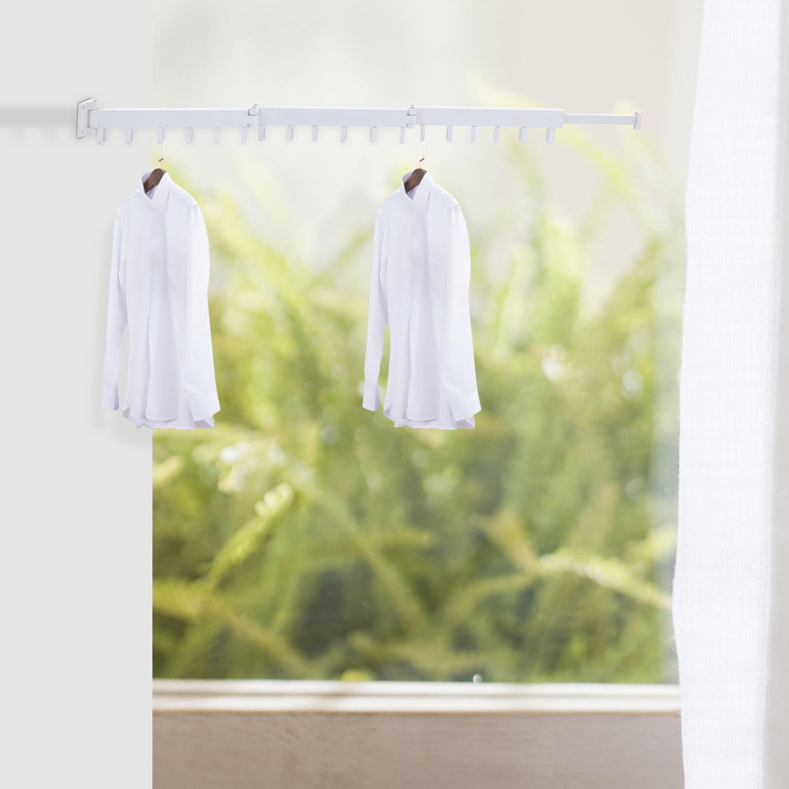 Clothes Drying Rack Laundry Organizer Folding Retractable Wall Mount Hanger