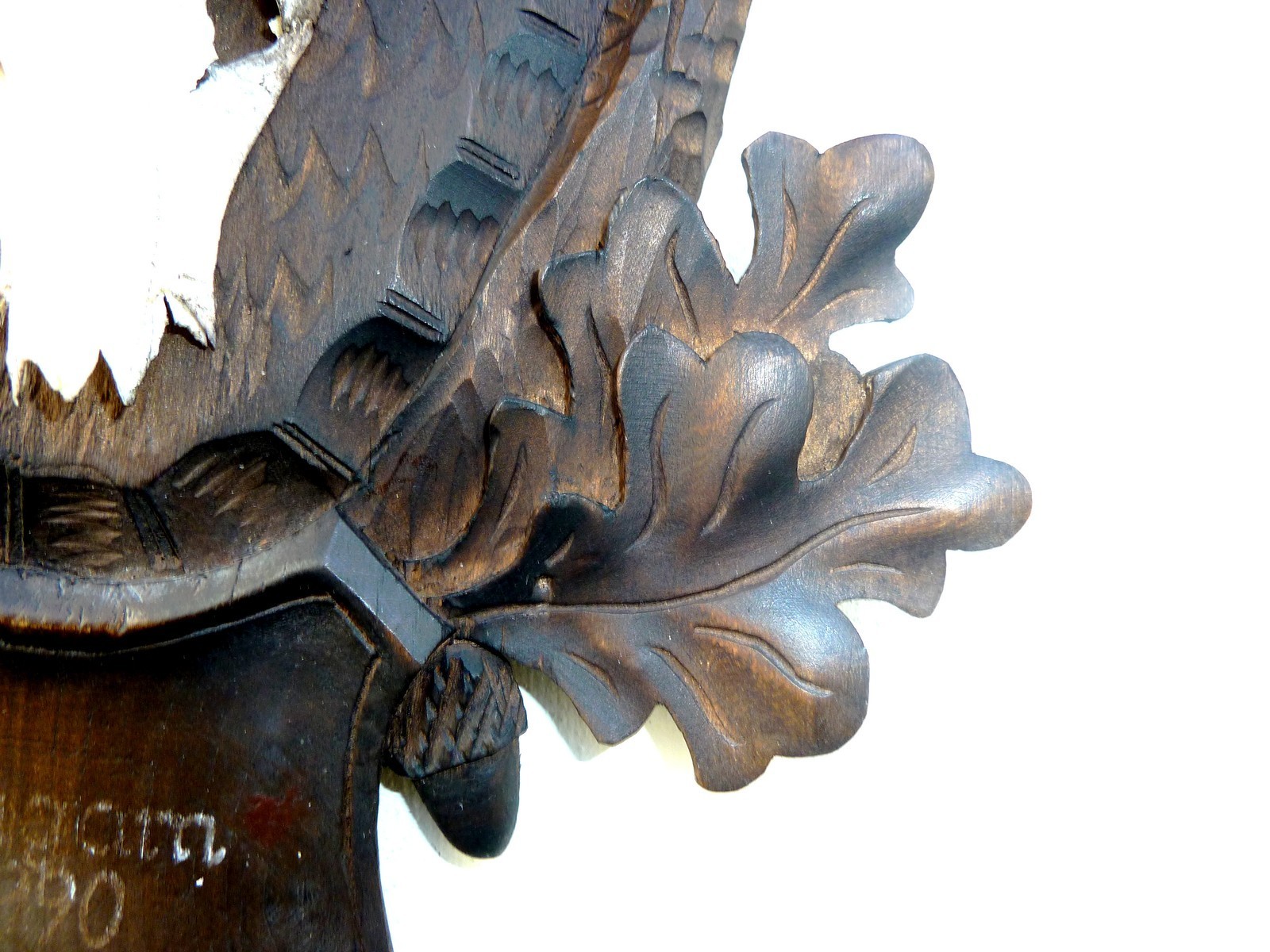 17" HUGE HEAVY ** 1990** DATED SUPERB BLACK FOREST CARVED ROE DEER ANTLERS MOUNT