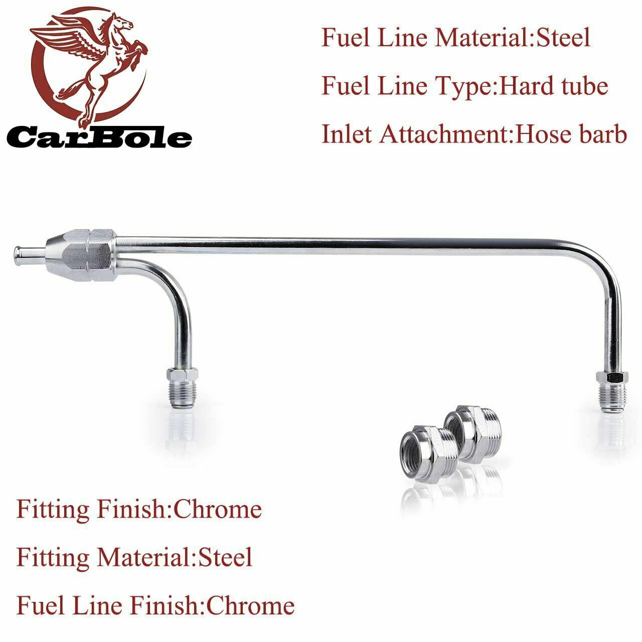 Chrome Dual Feed Fuel Line For Holley Carburetor 4150 Double Pumper Fit 3/8"Hose