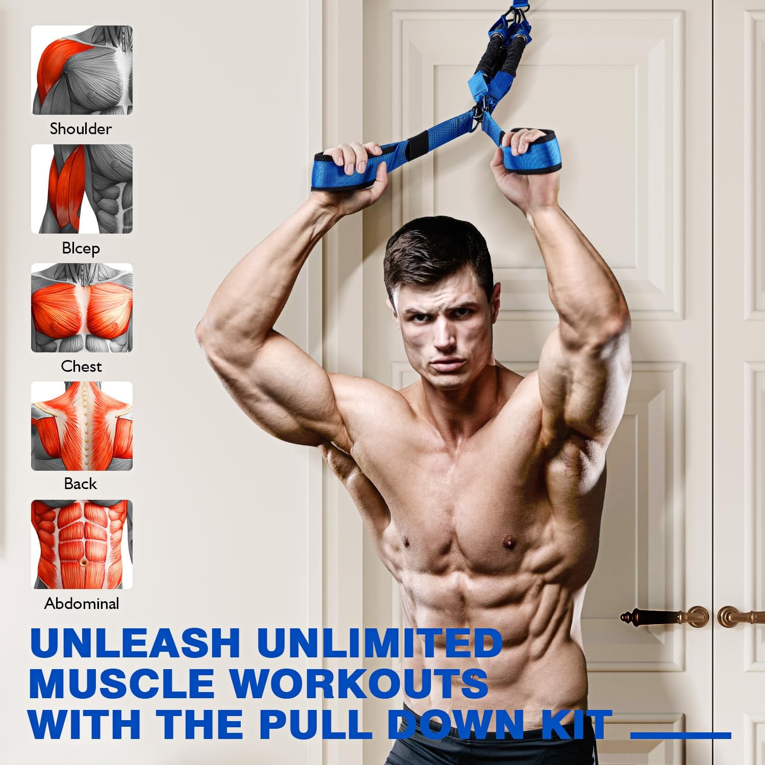 Home Gym Workout Equipment, Heavy Resistance Bands with Handles, Door Anchor,...