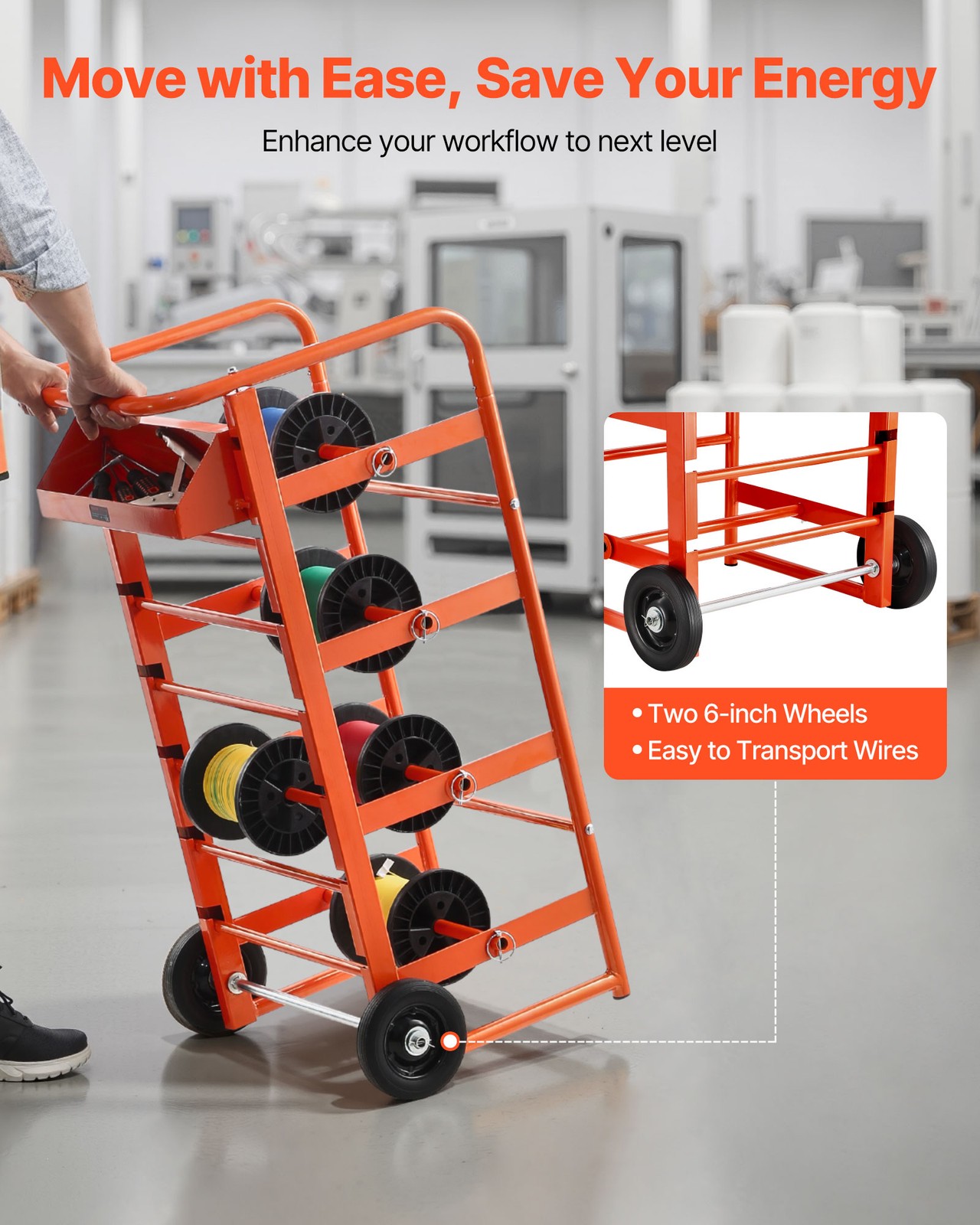 VEVOR Wire Spool Rack 11 Rods Cable Caddy Wire Spool Cart for Industrial