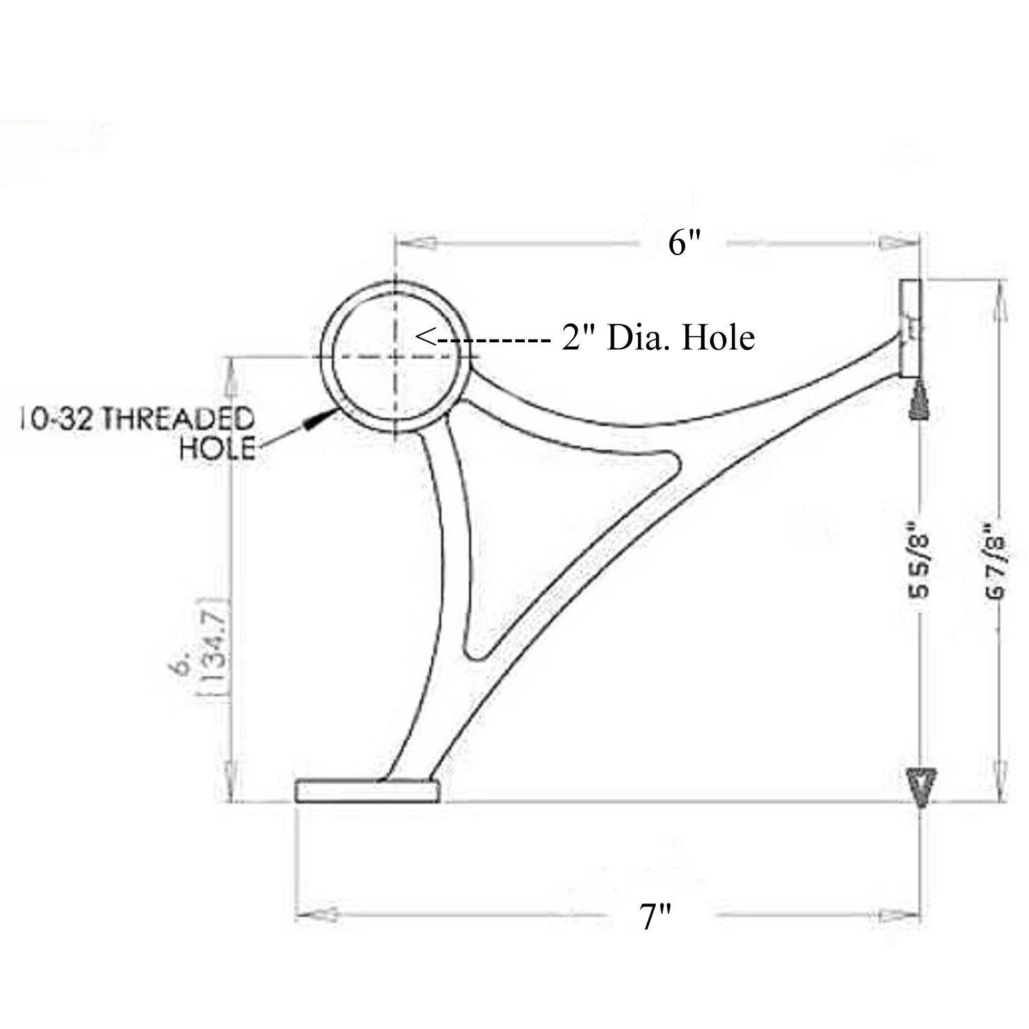 8 Foot Long Brass Bar Rail Kit 2" Diameter w Four Brackets and Two scroll Ends