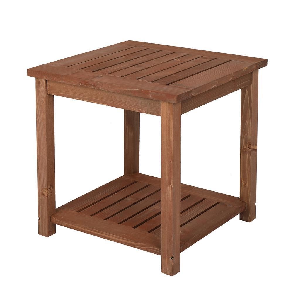 18" Patio Side End Table Weather Resistant Outdoor Square Tables Portable Home