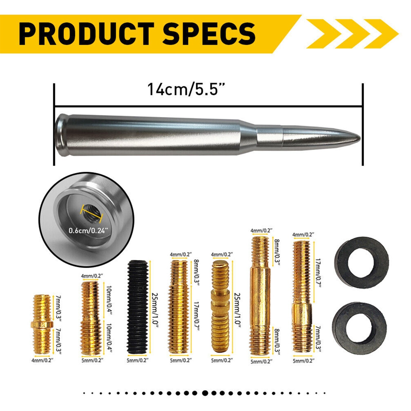 1PC 50 CAL BULLET ANTENNA For CHEV/ROL-ET SILVERADO GM SIERRA