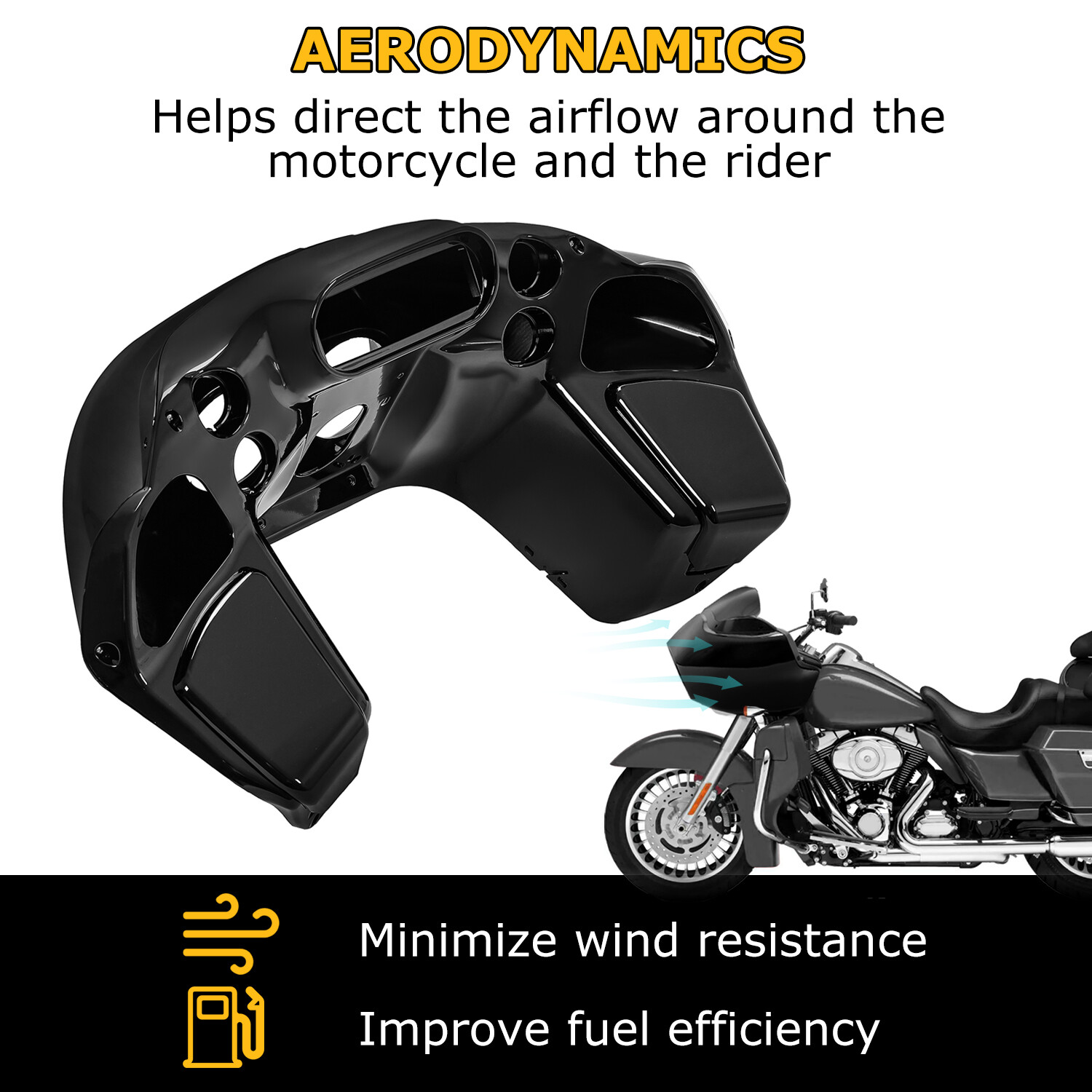 Vivid Black Front Inner Outer Headlight Fairing For Harley Road Glide FLTR 98-13