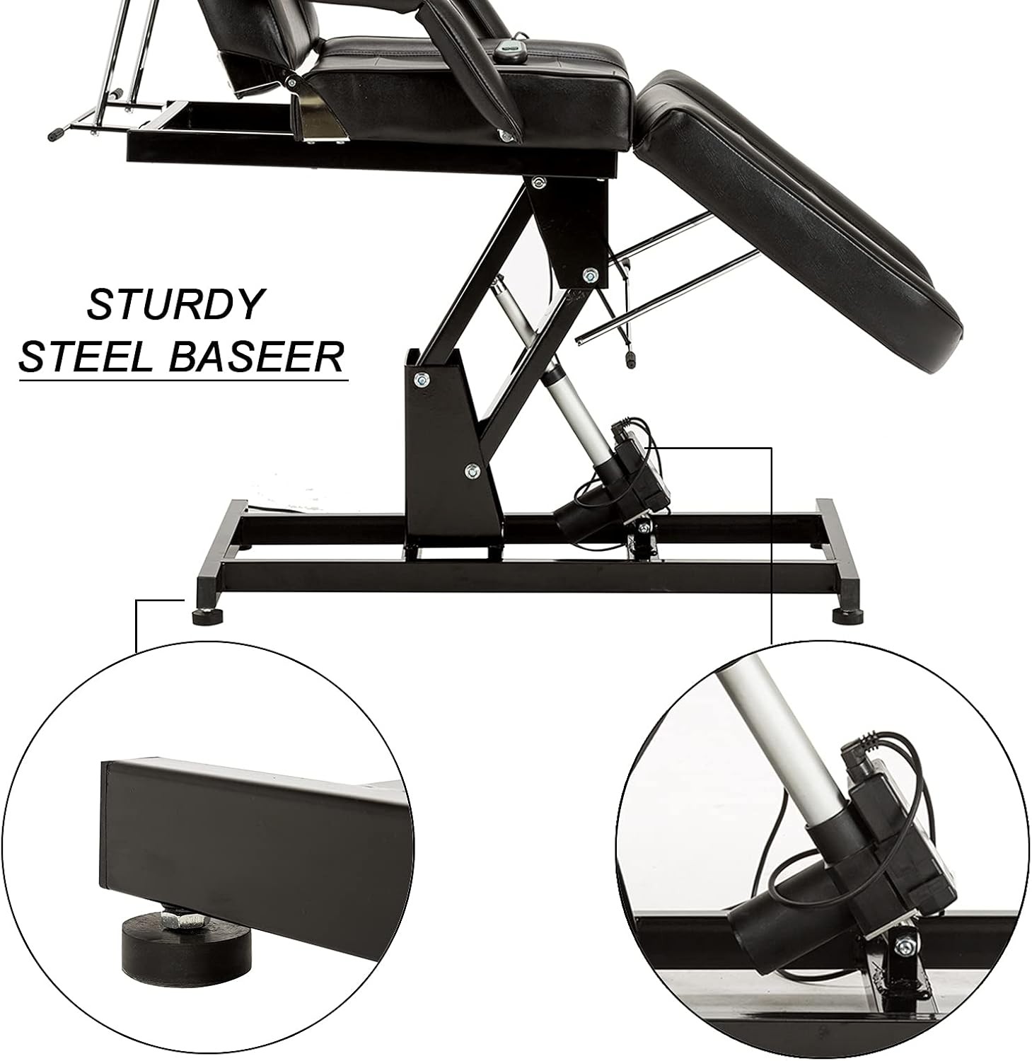 Barber Electric Massage Bed with 1 Motor for Height, Beauty Tattoo Facial Chair