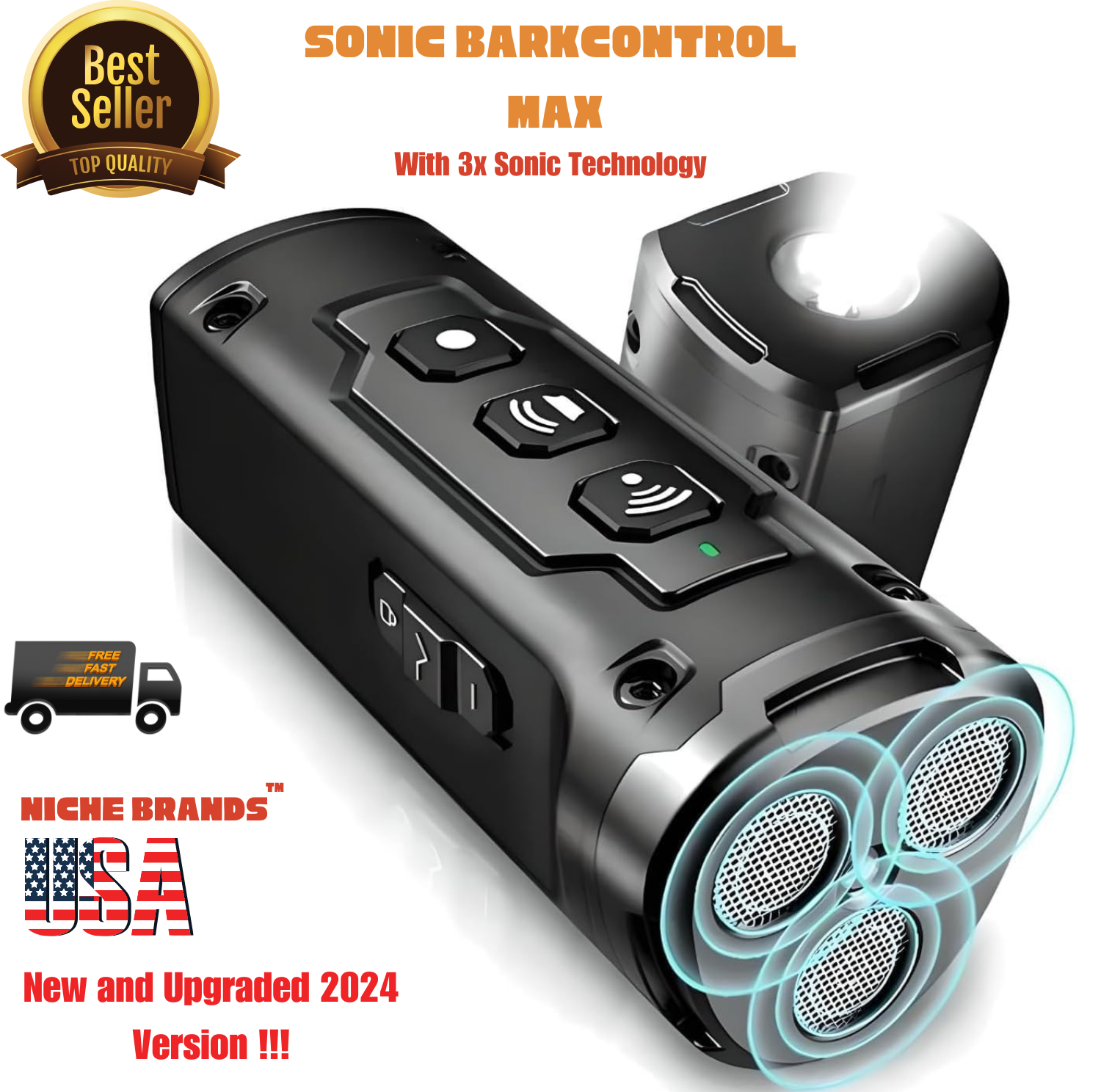 Niche Brands 50Ft Dog Bark Deterrent Devices W/3X UltraSonic Emitters | No Bark