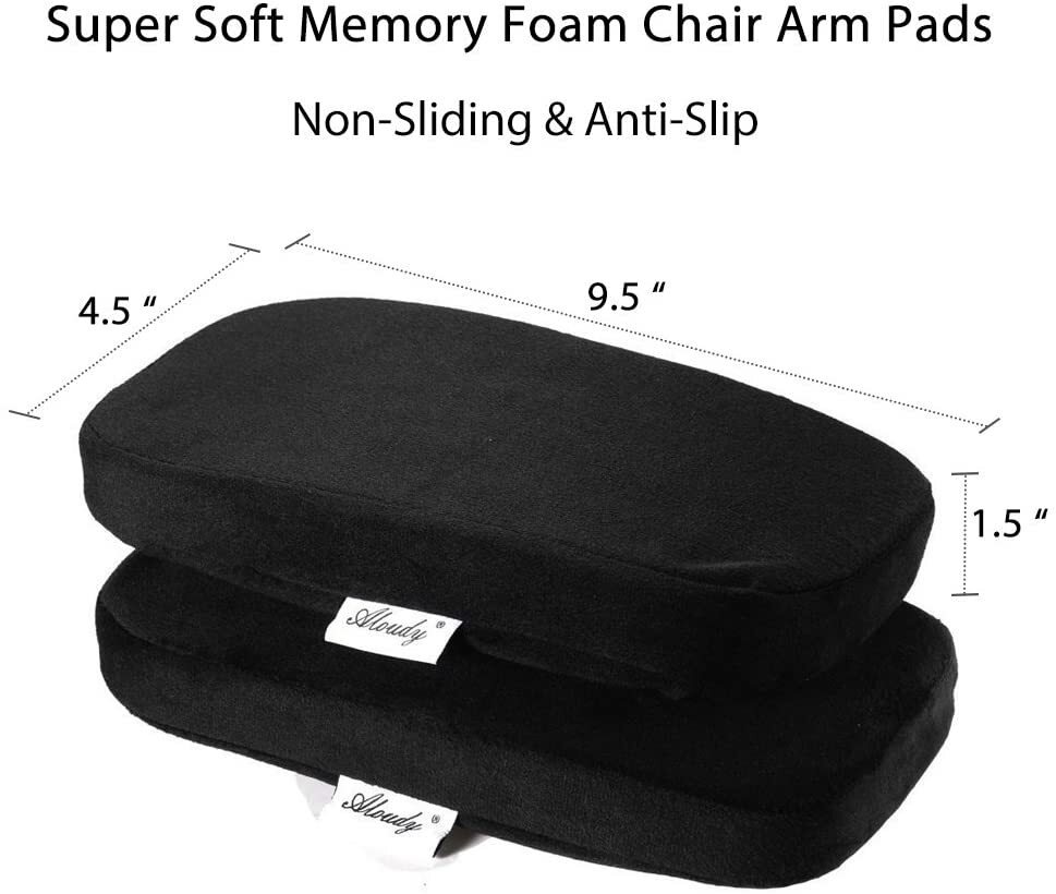 Aloudy Ergonomic Memory Foam Office Chair Armrest Pads, Comfy Gaming 2 per Pack