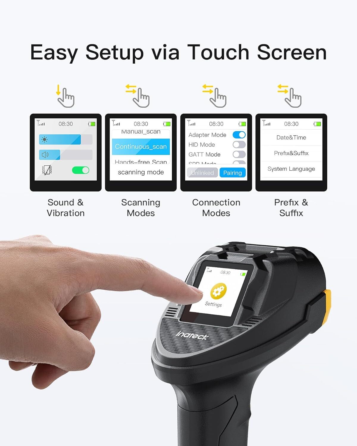 Inateck Bluetooth Barcode Scanner, 2D 1D Wireless Handheld Scanner QR Code