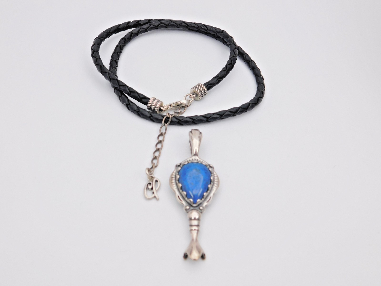 Gorgeous Carolyn Pollack Sterling Leather Necklace + New Lapis Naja Enhancer
