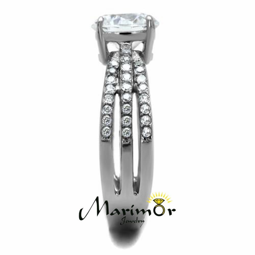 Women's 2.22 Ct Round Cut Zirconia Stainless Steel Engagement Ring Size 5-10