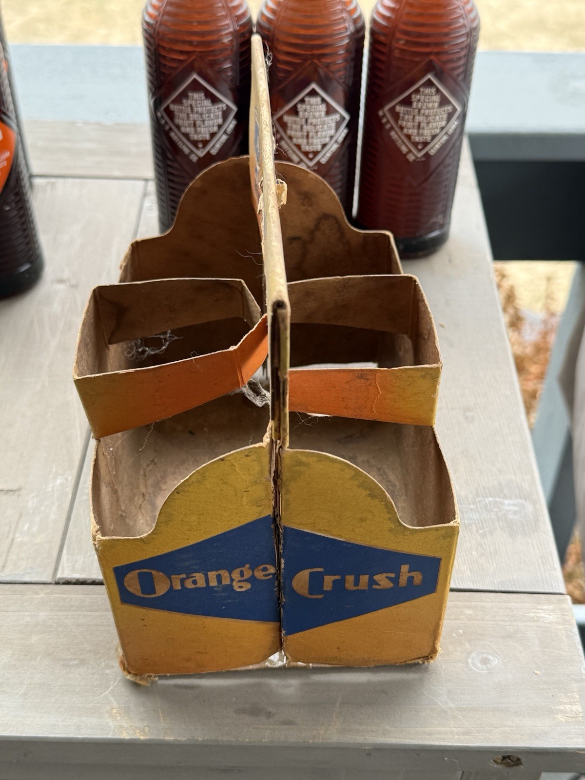 Rare 1940’s Orange Crush Cardboard 6 Pack Handi-Pack W/ Bottles Clinton Iowa
